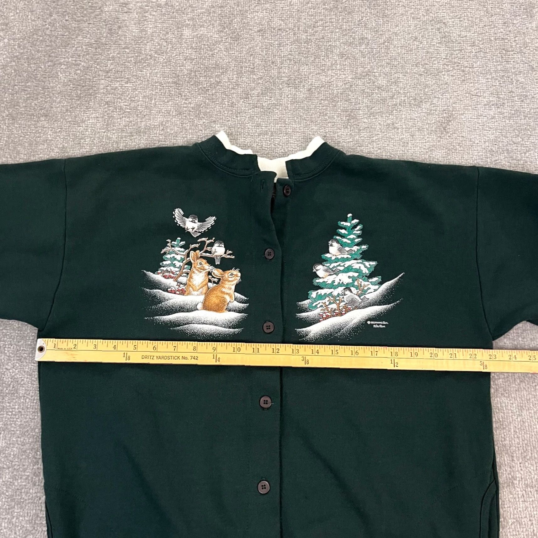 Vintage VINTAGE Morning Sun Cardigan Sweater Women's Large Green Christmas Tree Rabbit Bird Nature Knit Crew Neck Long Sleeve 90s Animals Size L / US 10 / IT 46 - 7 Thumbnail