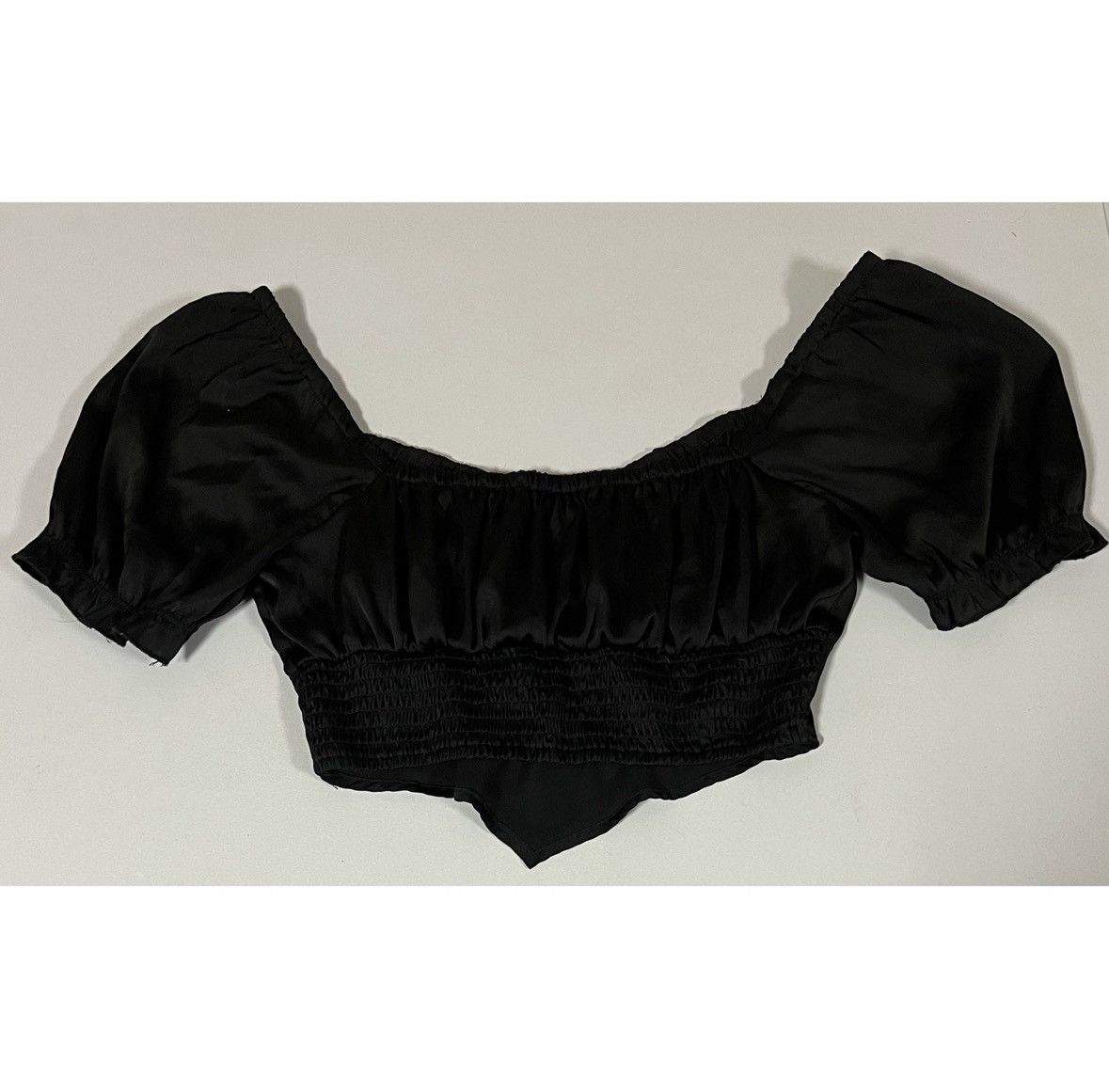 Japanese Brand Black Satin Silk Bandana Crop Top Shirt Blouse Tee Size S 🖤 Size S / US 4 / IT 40 - 4 Thumbnail