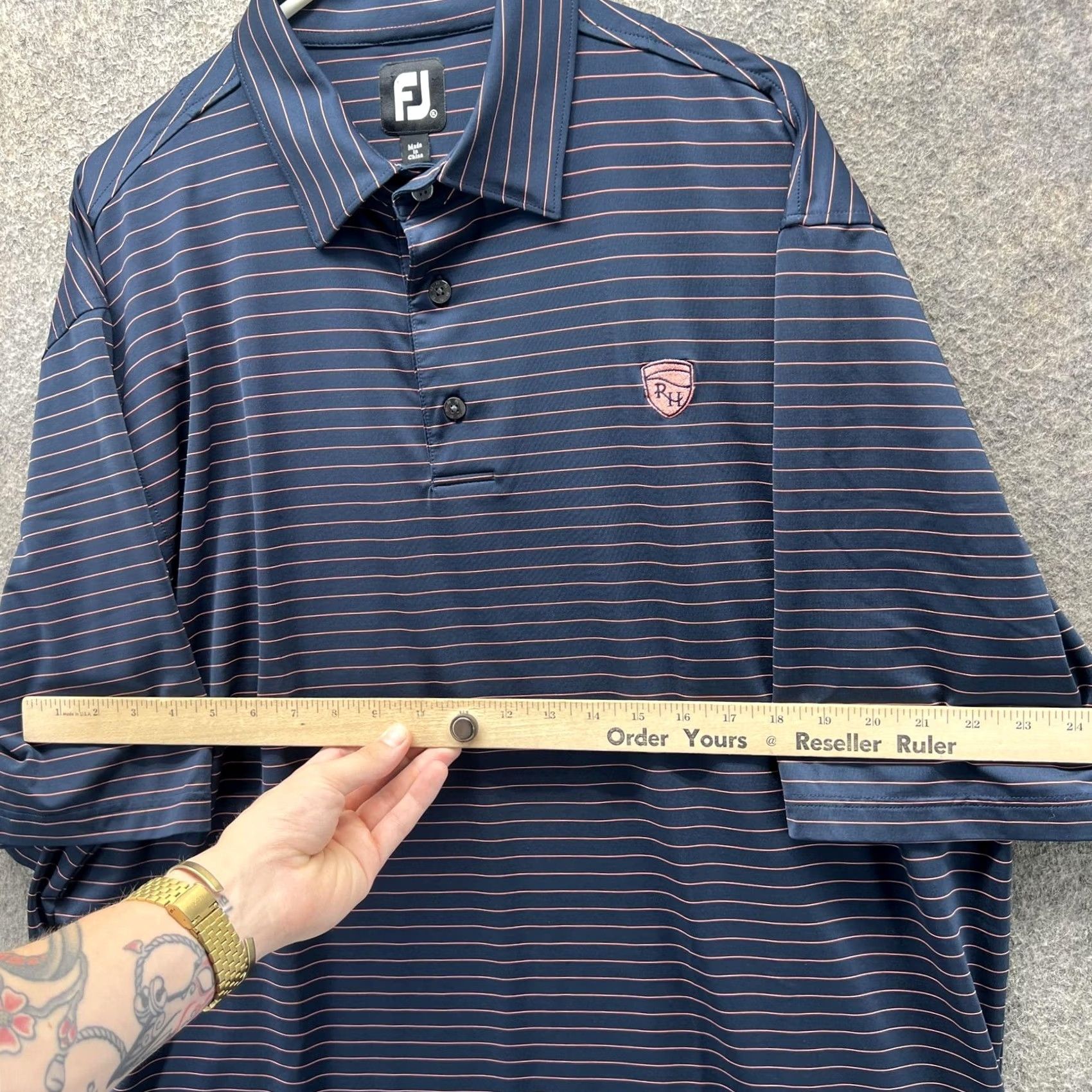 Footjoy FootJoy Polo Shirt Mens XL Navy Pink Stripe Short Sleeve Golf Performance Shirt Size US XL / EU 56 / 4 - 4 Thumbnail