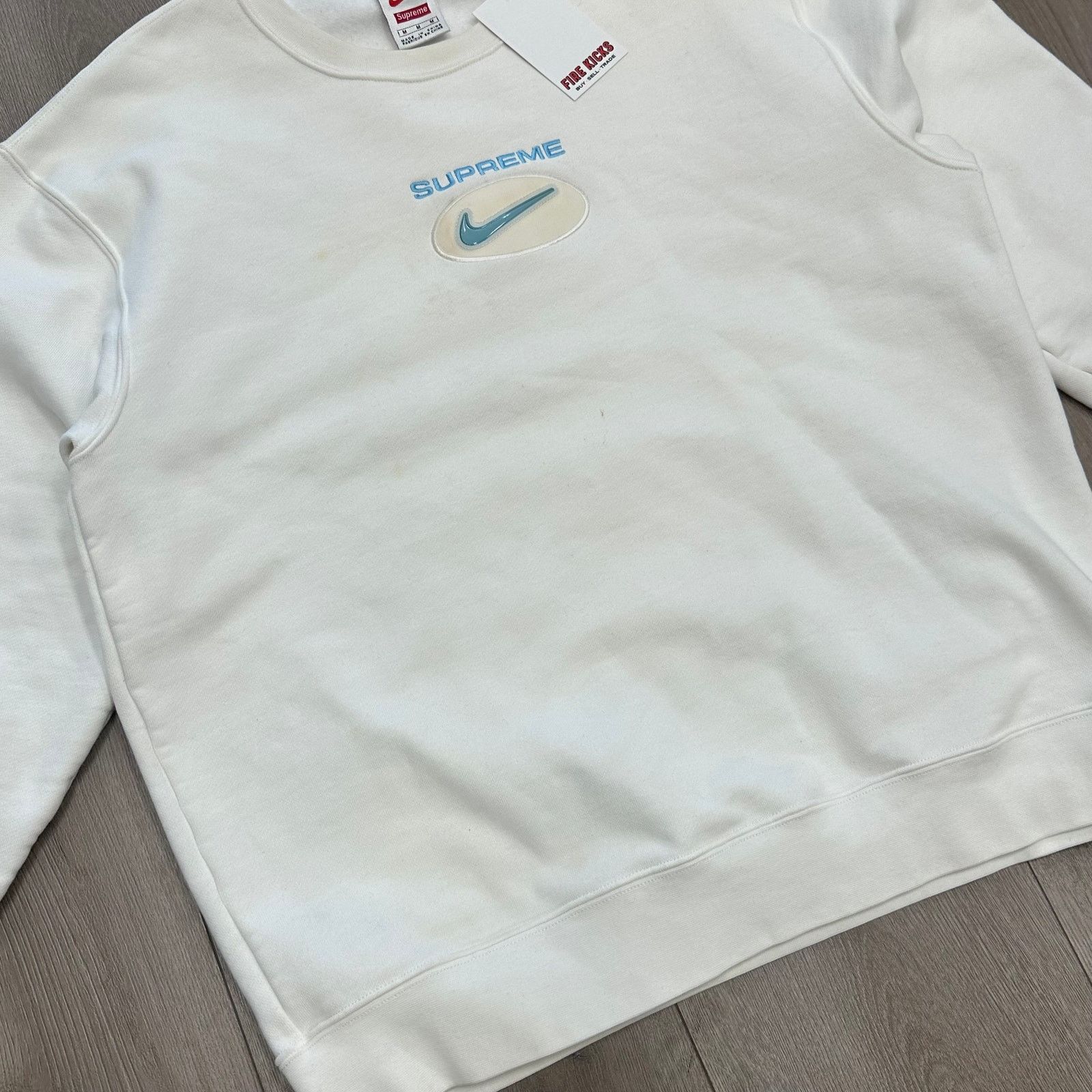Nike × Supreme FW20 Supreme x Nike Jewel Crewneck Sweater White size Medium Size US M / EU 48-50 / 2 - 2 Thumbnail