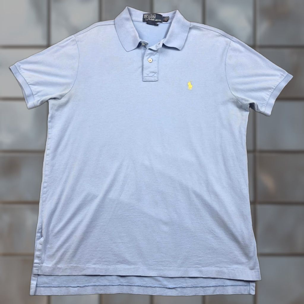 Polo Ralph Lauren Polo Ralph Lauren Polo Shirt Mens Large Blue Custom Fit Pique Cotton Knit Size US L / EU 52-54 / 3 - 1 Thumbnail
