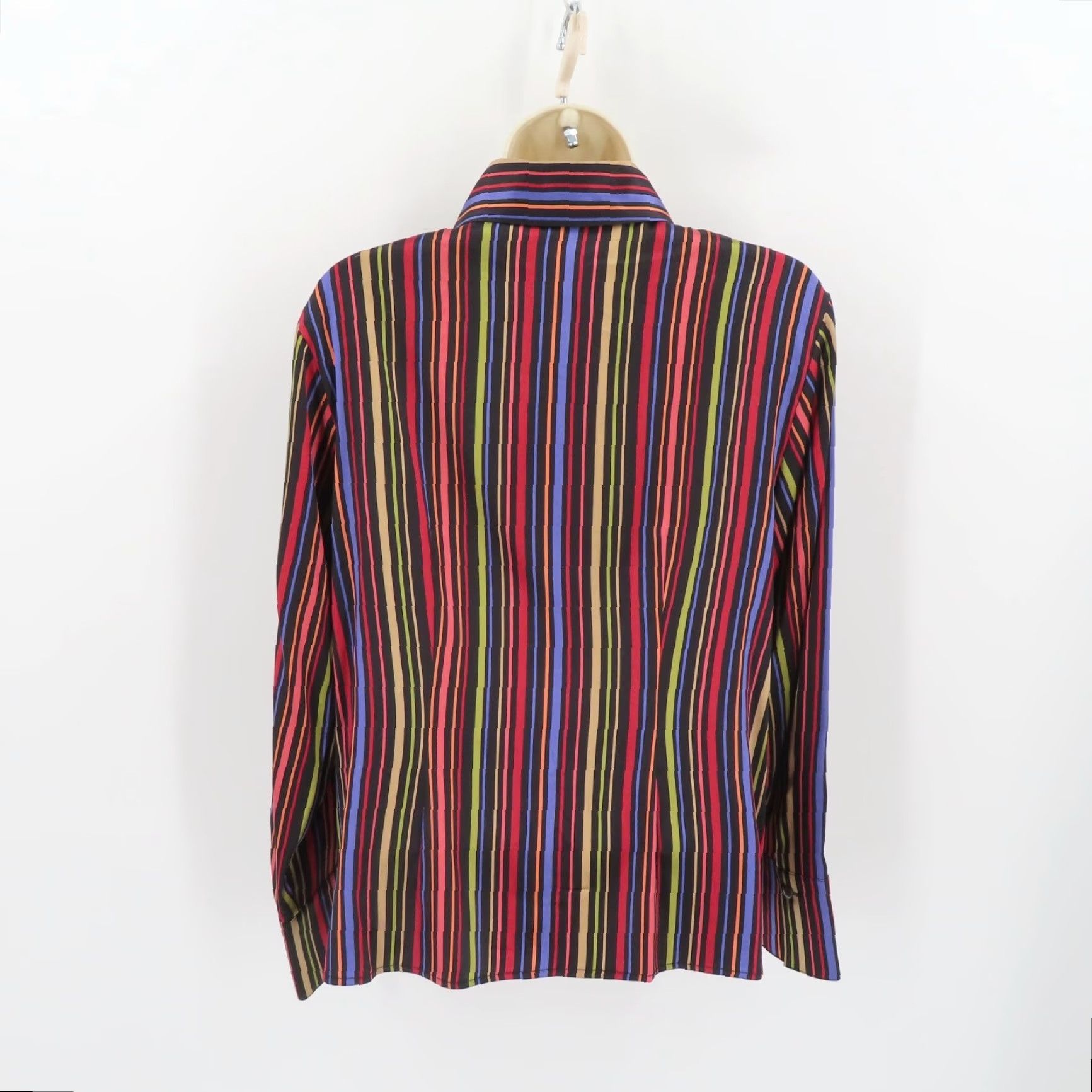 Talbots Talbots Petites 10P Silk Blend Rainbow Striped Collar Button Shirt Womens Pets 10P Multicolor Button-Up Shirt Array Fashion Size L / US 10 / IT 46 - 5 Thumbnail