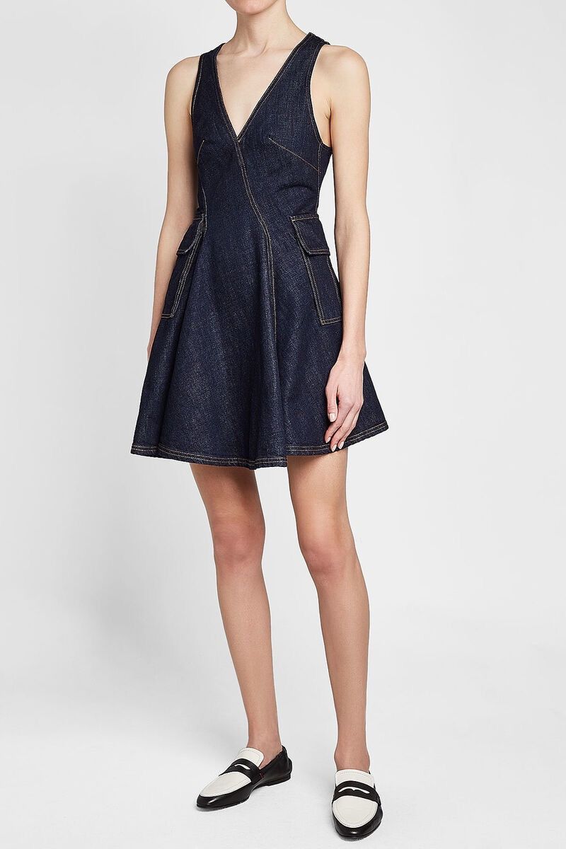 Carven × Designer Carven fit & flare babydoll denim mini dress Size S / US 4 / IT 40 - 3 Thumbnail