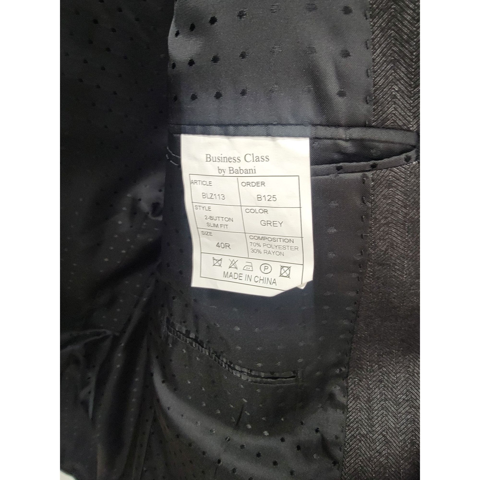 Other Business Class By Babani Mens Grey Herringbone Blazer Wool B Size 40R - 6 Thumbnail