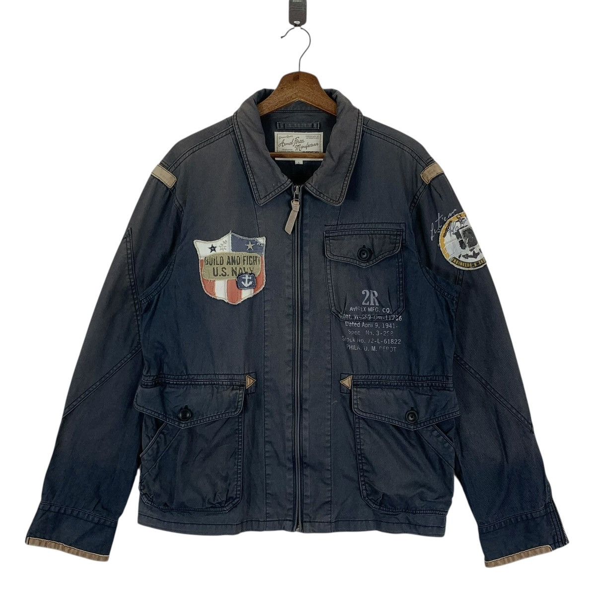 Avirex Vintage Avirex Armed Forces U.S. Navy Full Zip Jacket Size US L / EU 52-54 / 3 - 1 Thumbnail