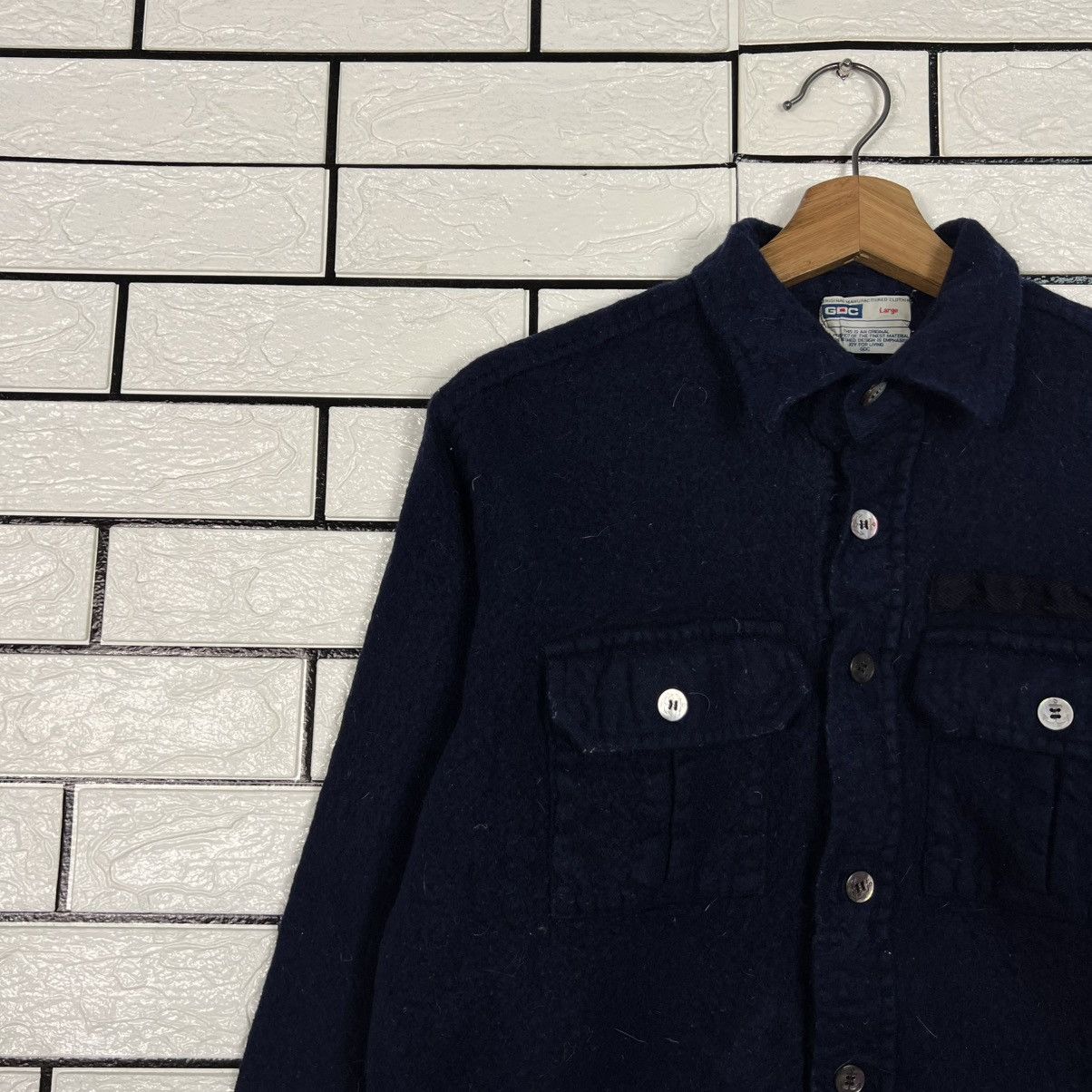 Vintage Vintage 90's GDC Wool Flannel Work Shirt Jacket #4159-C190 Size US L / EU 52-54 / 3 - 3 Thumbnail