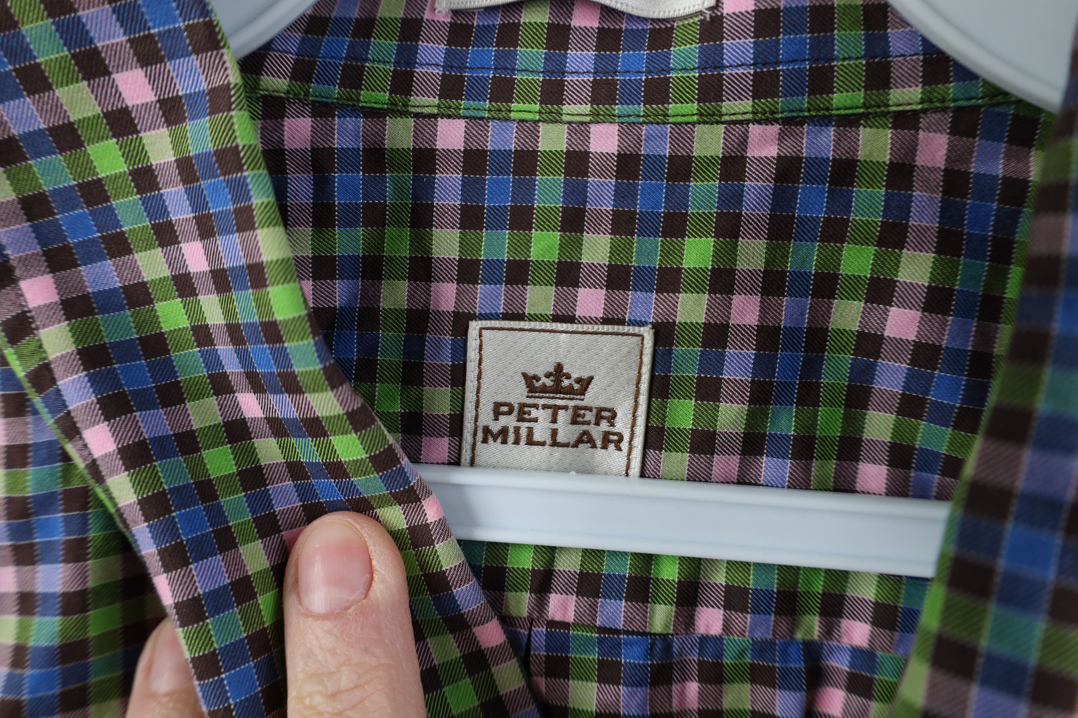Peter Millar Vintage Peter Millar Collared Button Down Dress Shirt Plaid Size US L / EU 52-54 / 3 - 8 Thumbnail