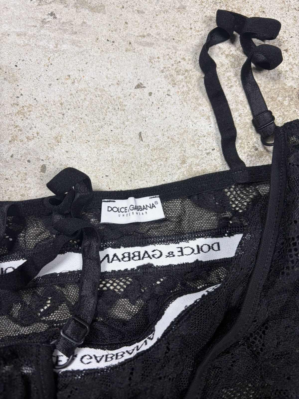 Dolce & Gabbana Vintage 2000s Dolce & Gabbana Underwear Black Lace Top Logo Size M / US 6-8 / IT 42-44 - 7 Thumbnail