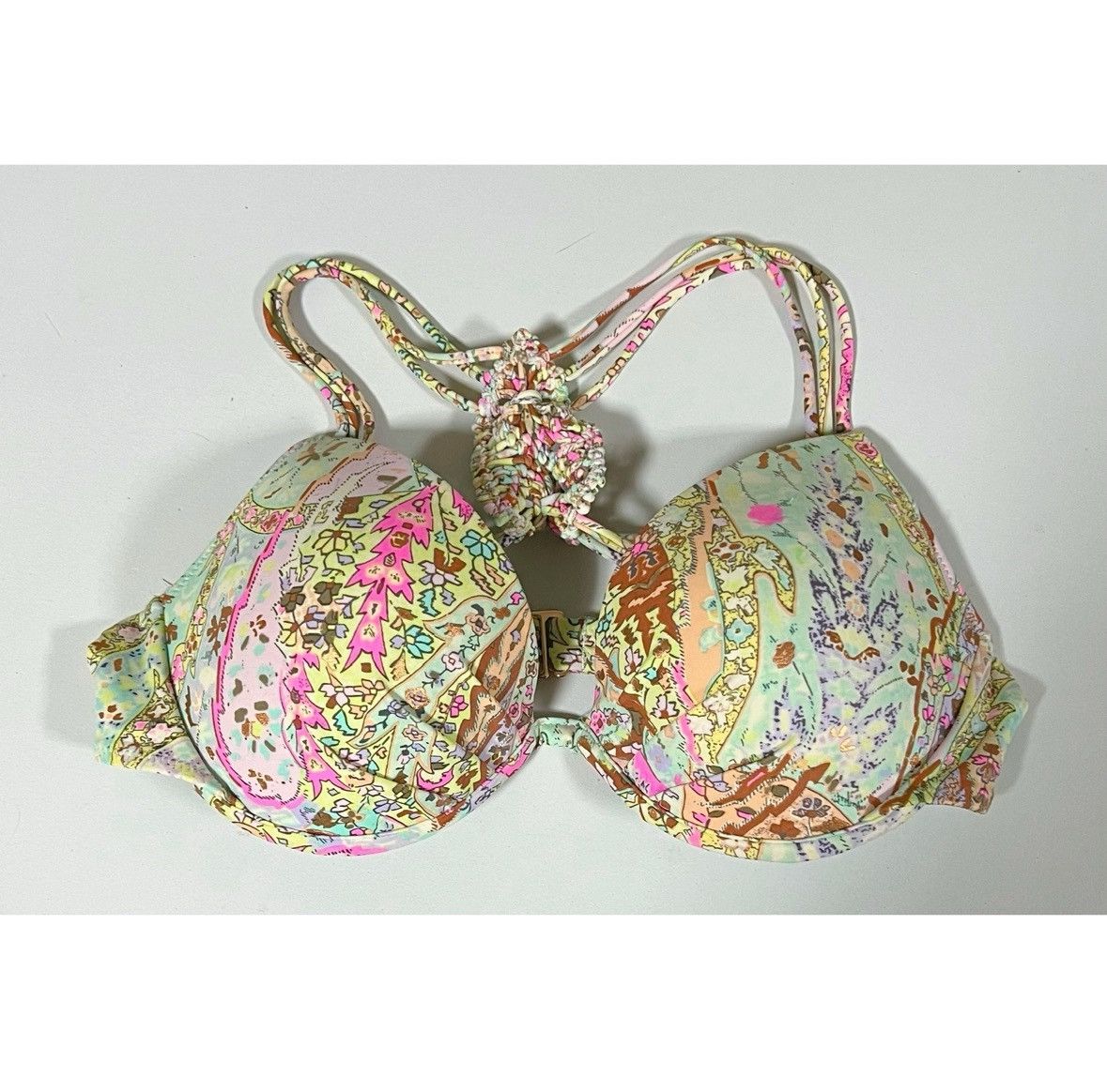 Victoria's Secret Pastel Paisley Boho Push-Up Bikini Top Swimwear Size 34C 🩵✨ Size M / US 6-8 / IT 42-44 - 1 Thumbnail