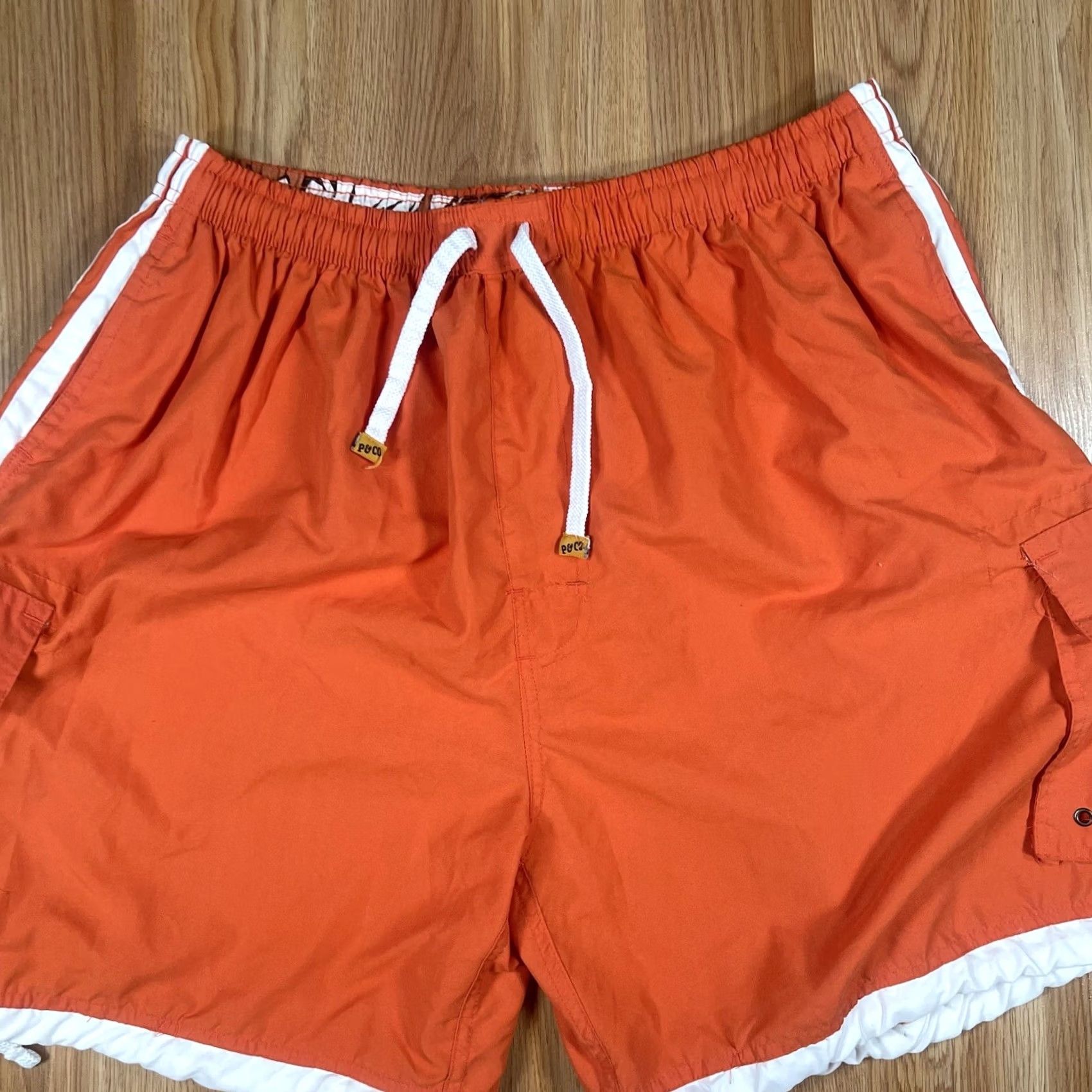 CO Pacific & Co Shorts Mens 2XL Orange Drawstring Swim Trunks Beach 100% Polyester) Size US 39 - 2 Thumbnail