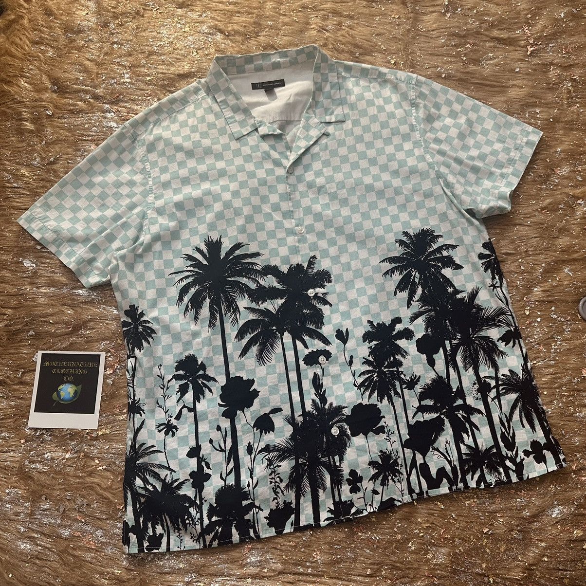 I.N.C CHECKERED CONTRAST PALMS DETAIL S/S BUTTON UP Size US XL / EU 56 / 4 - 1 Thumbnail
