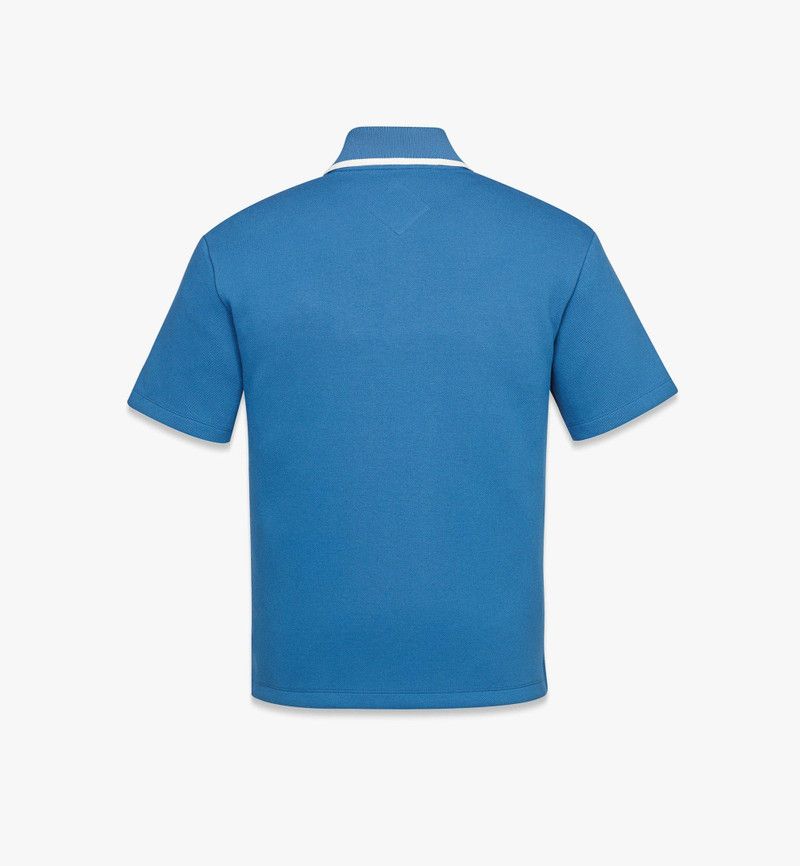 MCM o1mt1gz0126 Logo Patch Piqué Polo Shirt in Blue Size M / US 6-8 / IT 42-44 - 3 Thumbnail