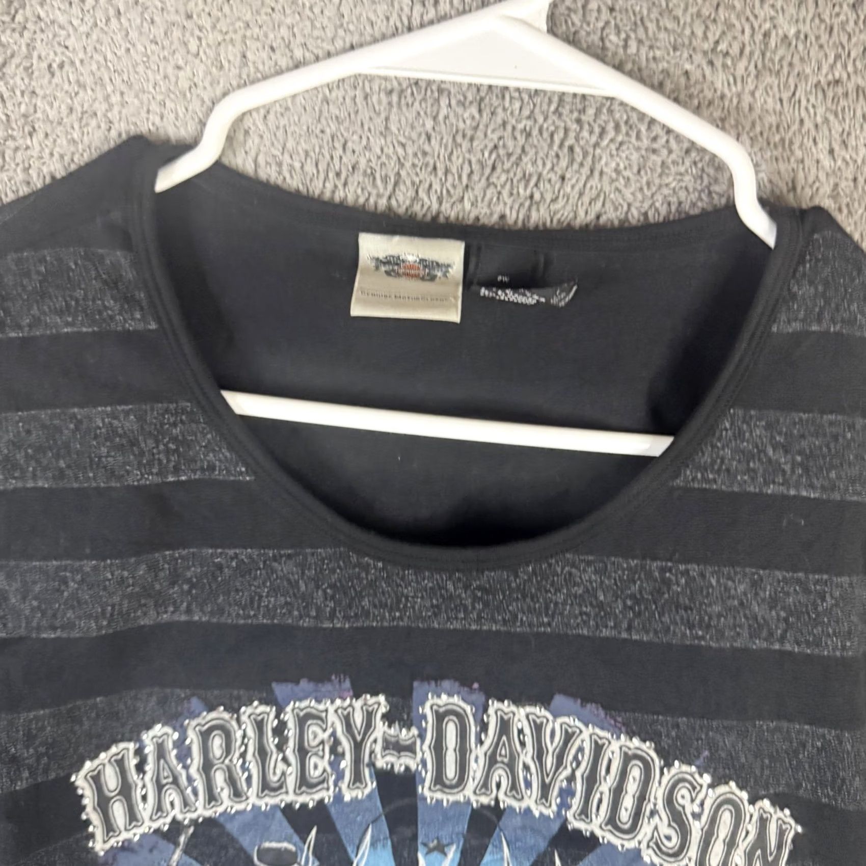 Harley Davidson Harley-Davidson Shirt Womens 2W Black Striped Scoop Neck Graphic Biker Tee Size XS / US 0-2 / IT 36-38 - 6 Thumbnail