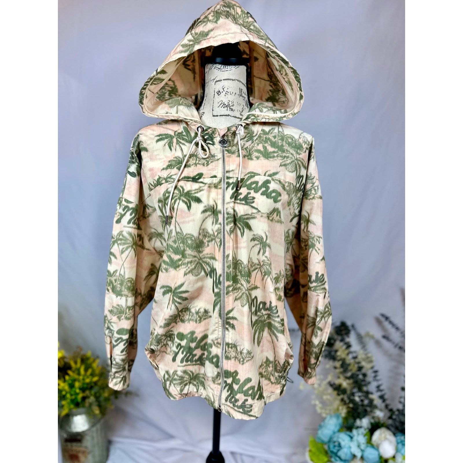 Maje Maje Palm Tree Print Jacket with hood Size 38 (M) Size M / US 6-8 / IT 42-44 - 10 Thumbnail