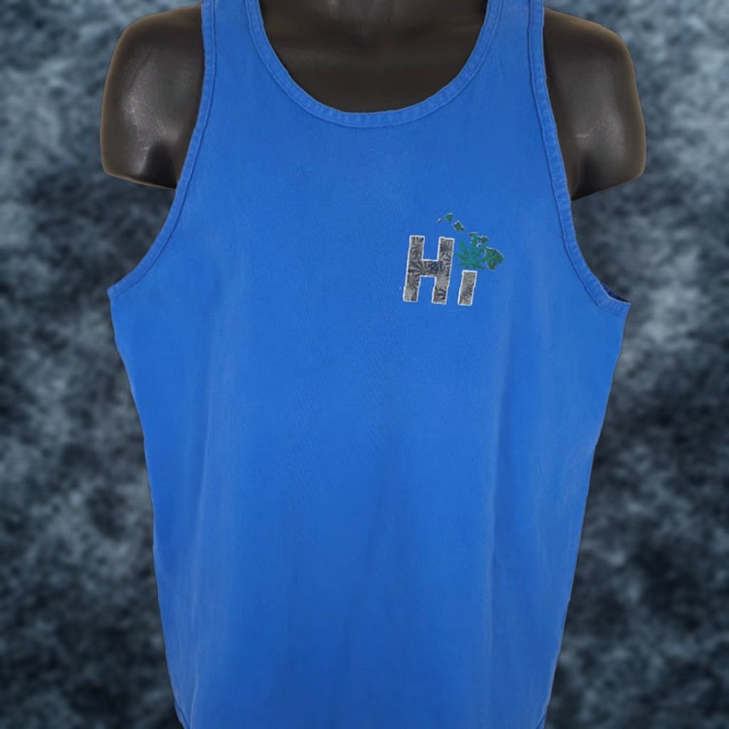 Vintage Hawaii Cannabis Tank Top Mens Large Blue Hawaiian Marijuana Alstyle Apparel Tank Men Size US L / EU 52-54 / 3 - 1 Thumbnail