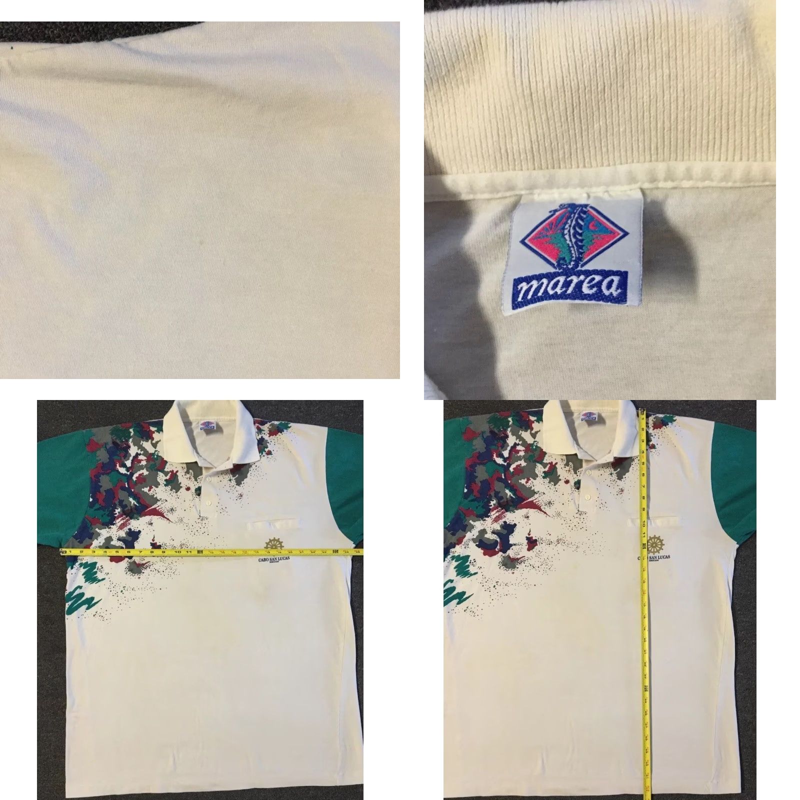 Vintage VINTAGE 90s Abstract Art All Over Print Polo Shirt 2XL White Grunge Surf Skate Vaporwave Aztec Hawaii USA 80s 90s Polo, Rugby Mens Shirt Size US XXL / EU 58 / 5 - 9 Thumbnail