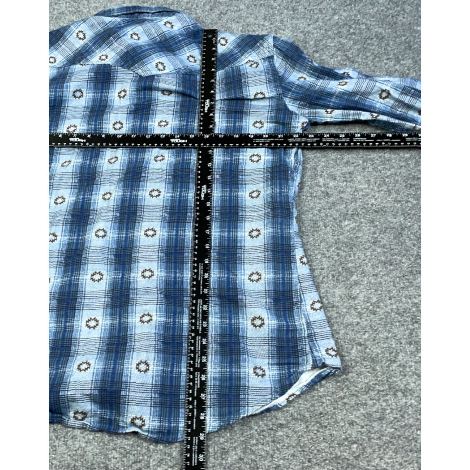 Vintage VINTAGE High Noon Men's Flannel Shirt Cotton Casual Western Plaid Snap Button-Medium Blue Rockabilly Size US M / EU 48-50 / 2 - 3 Thumbnail