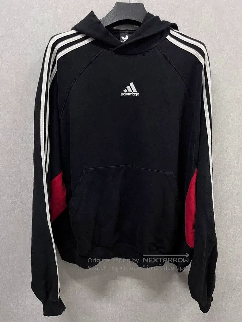 Balenciaga Balenciaga Black and Red Patchwork Hoodie Size US M / EU 48-50 / 2 - 1 Thumbnail