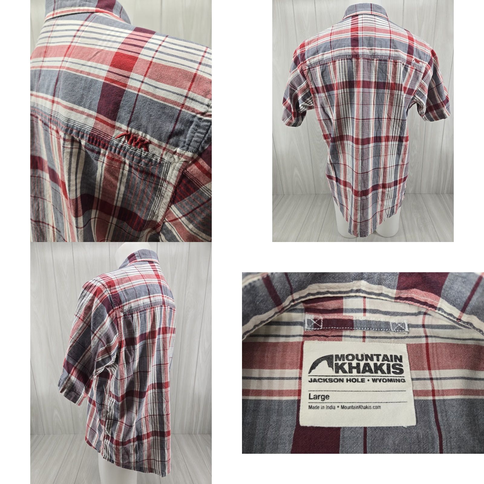 Mountain Khakis Mountain Khakis Plaid Shirt Men's L Button Front Red Cotton Casual Short Sleeve Size US L / EU 52-54 / 3 - 8 Thumbnail