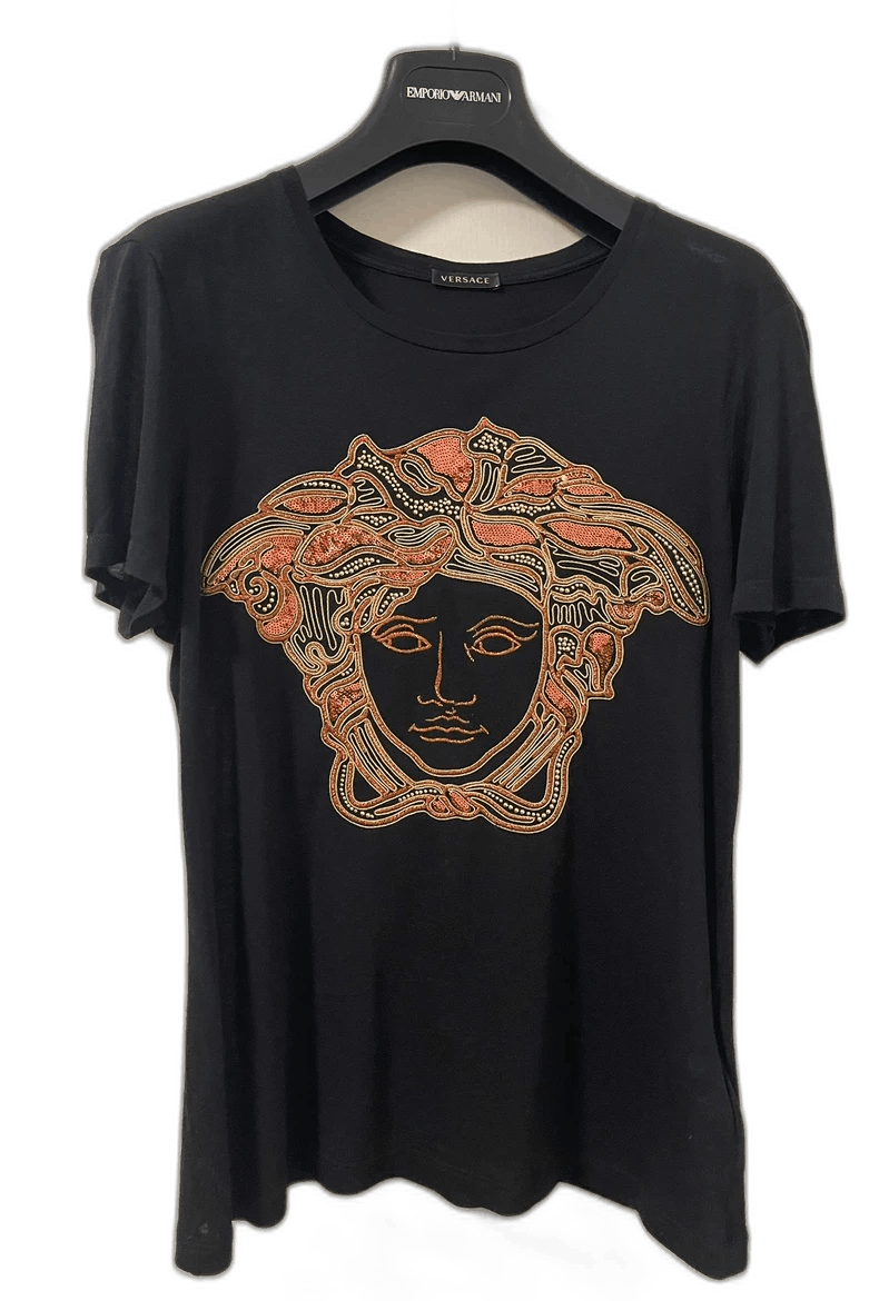 Versace Versace Medusa Sequin Embroidered Short Sleeve T-Shirt - dmc Size M / US 6-8 / IT 42-44 - 1 Thumbnail