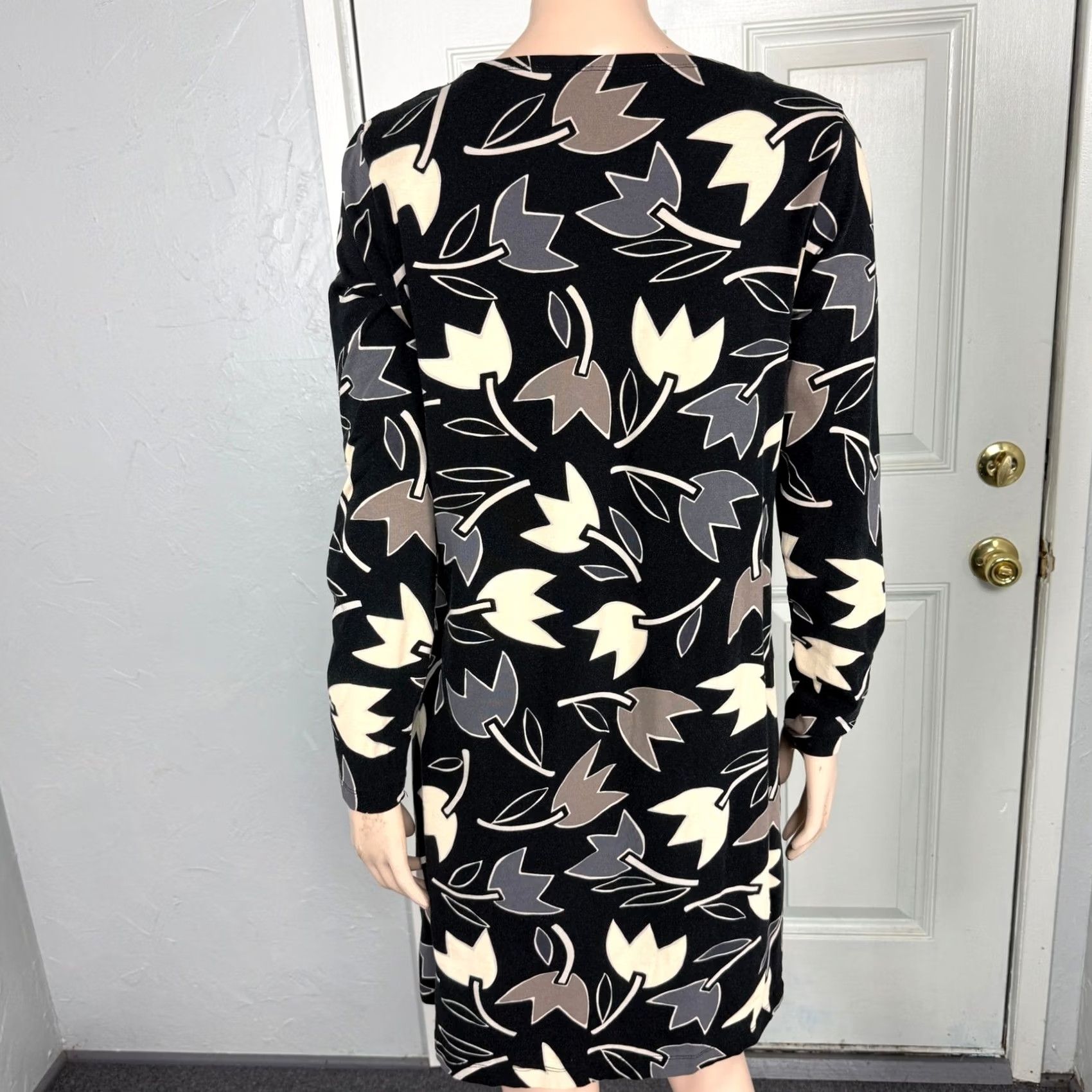 Vintage Gudrun Sjoden Women's Knit Cotton Dress Long Sleeve Floral Pocket M3-14 Medium Black Raglan Sleeve Pullover Dress Woman Size M / US 6-8 / IT 42-44 - 5 Thumbnail