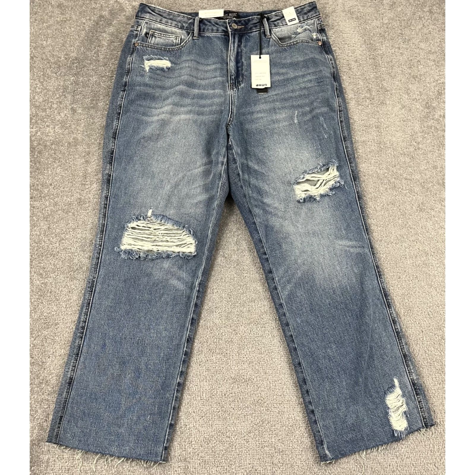 Vintage Judy Blue Jeans Women 16W / W36 L28 Straight Fit Distressed Stretch NEW Denim Jeans City College 90s Womens Size 38" / US 16 / IT 52 - 2 Thumbnail