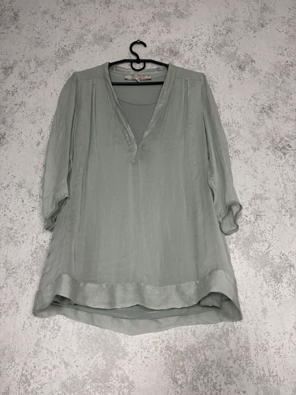 Other La Fée Maraboutée Italian Silk Sheer Blouse Sage Green 40 Size M / US 6-8 / IT 42-44 - 2 Thumbnail