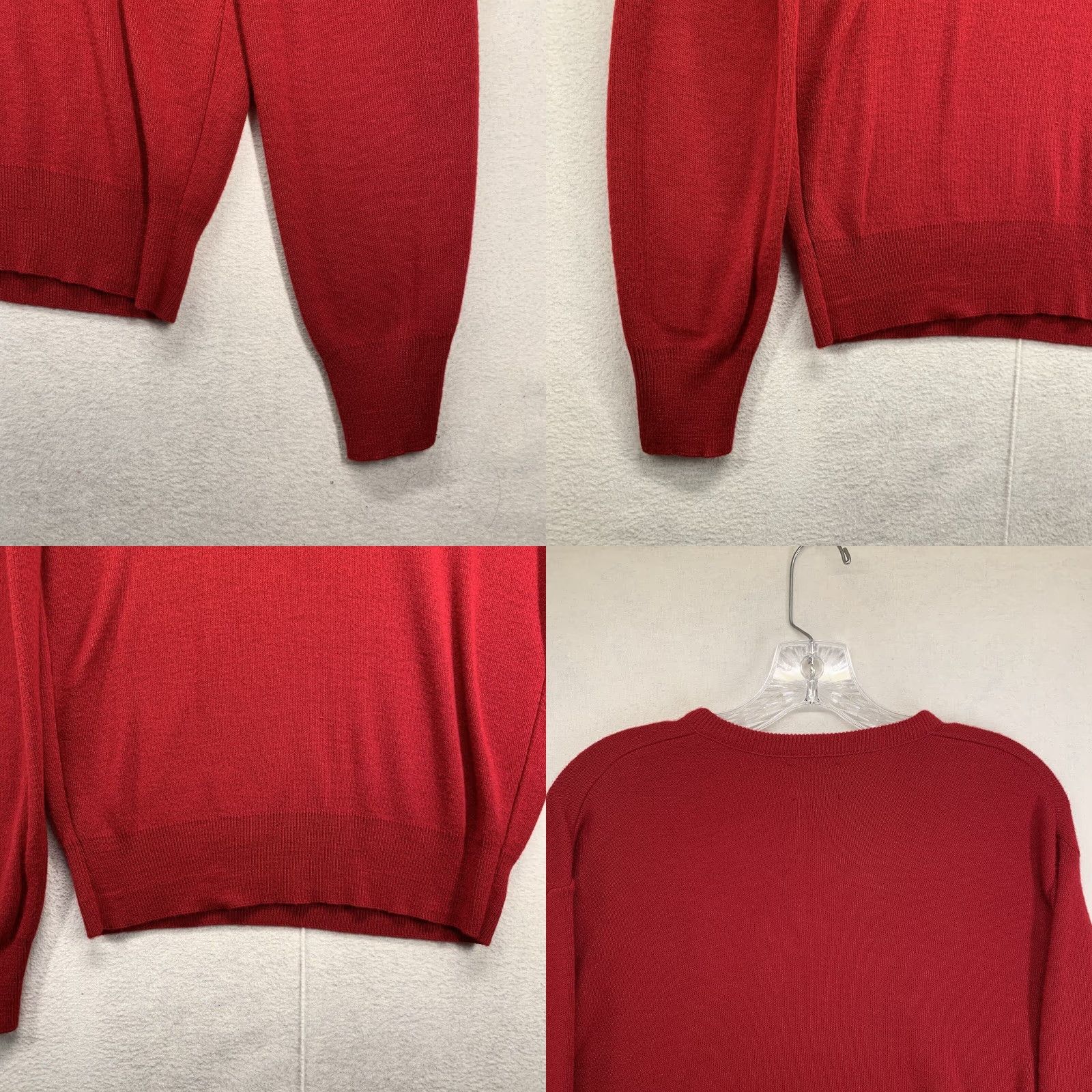 Vintage VINTAGE Robert Bruce Mens Jumper L V-Neck Knit Red 70s 80s 90s Retro Golf USA Pullover Solid Long Sleeve Light Weight Size US L / EU 52-54 / 3 - 8 Thumbnail