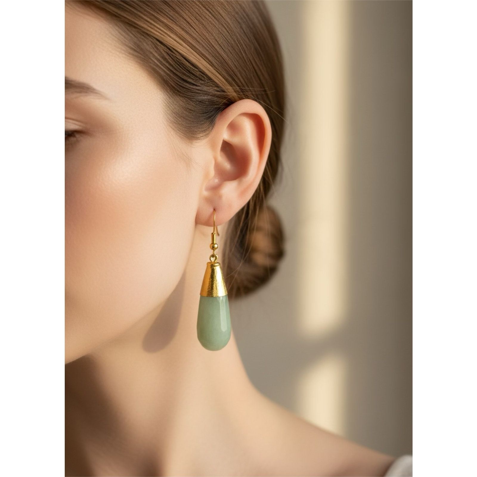 Other Green Chalcedony Drop Earrings Sterling Silver Hooks tested Size ONE SIZE - 2 Thumbnail