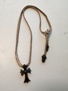 Chrome Hearts Cross Leather Band Pendant Necklace