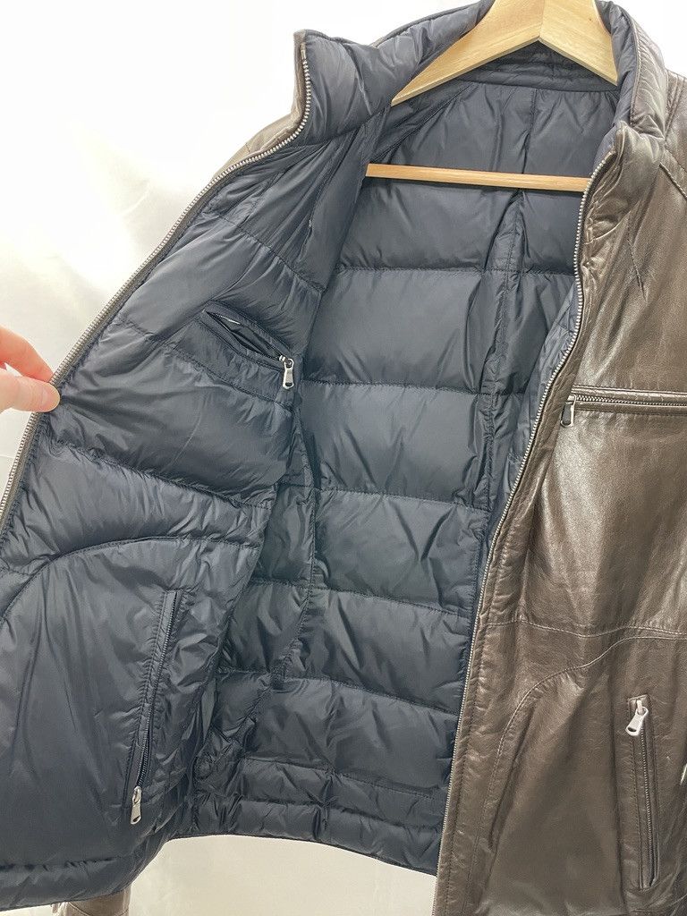 Brunello Cucinelli BRUNELLO CUCINELLI Brown Leather Nylon Blue Bomber Jacket Size US L / EU 52-54 / 3 - 19 Thumbnail