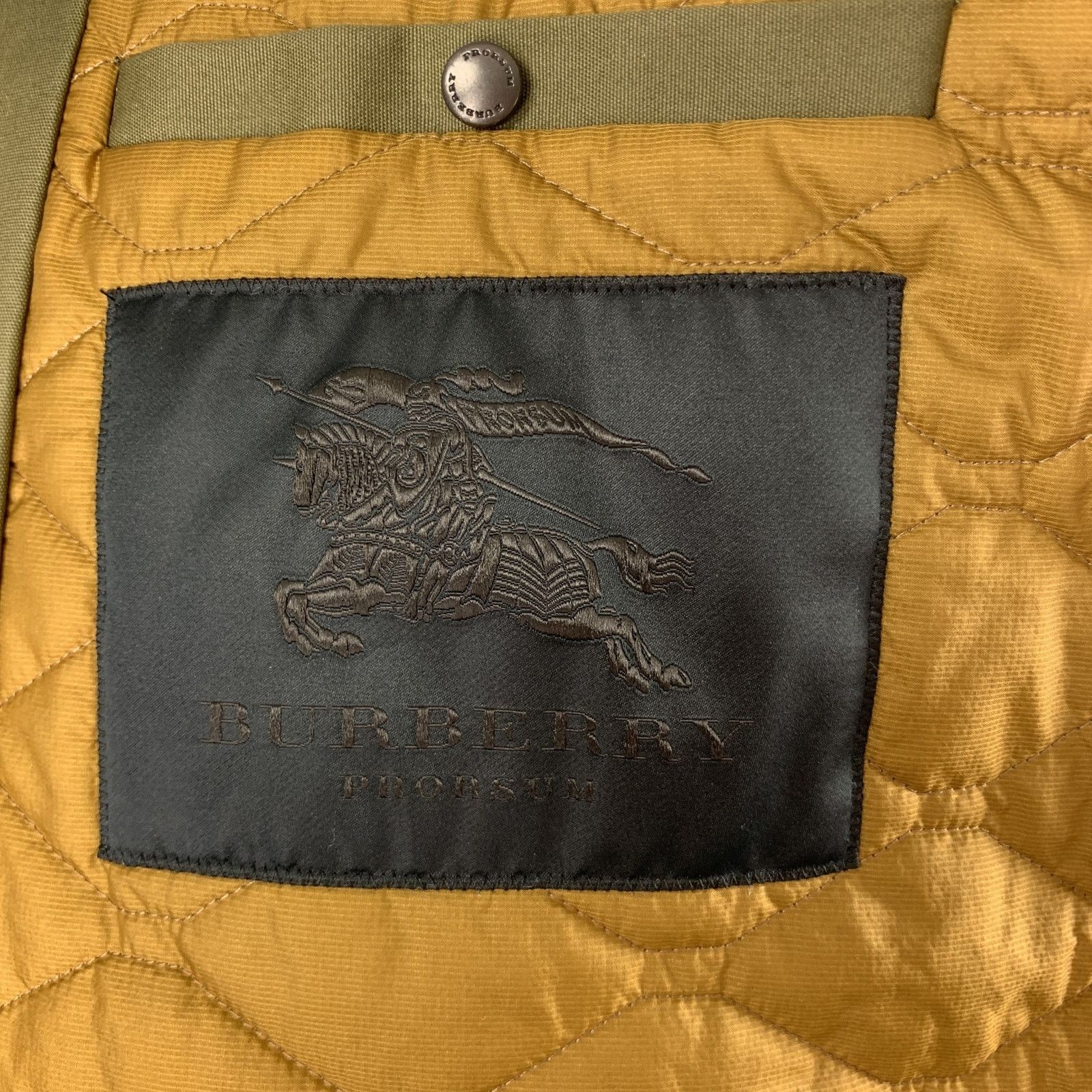 Burberry Prorsum Resort 2013 Size 42 Olive Solid Cotton Zip & Snaps Jacket Size US L / EU 52-54 / 3 - 8 Thumbnail