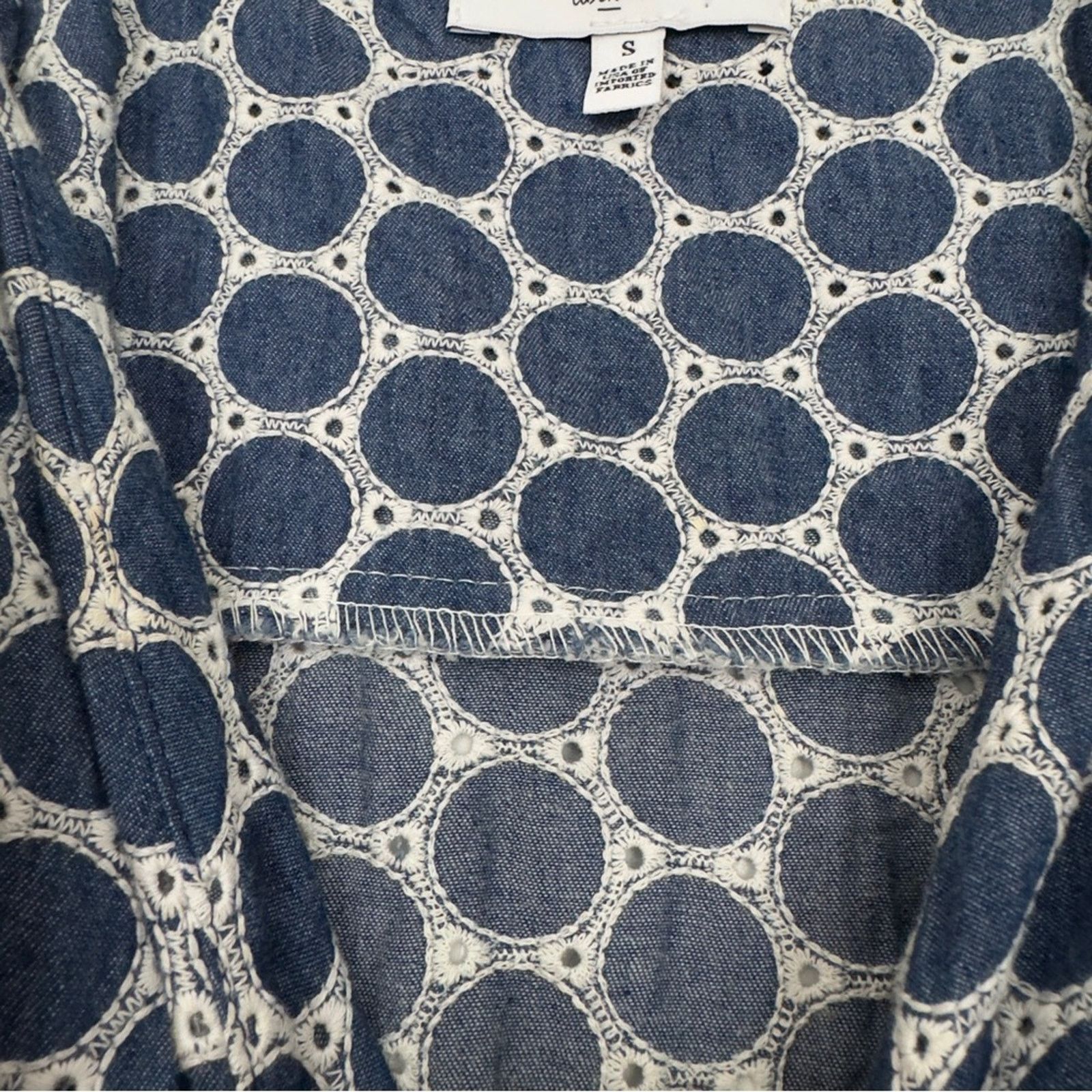 Other Waverly Grey Button Down Eyelet Circle Pattern Mini Dress S Size S / US 4 / IT 40 - 9 Thumbnail