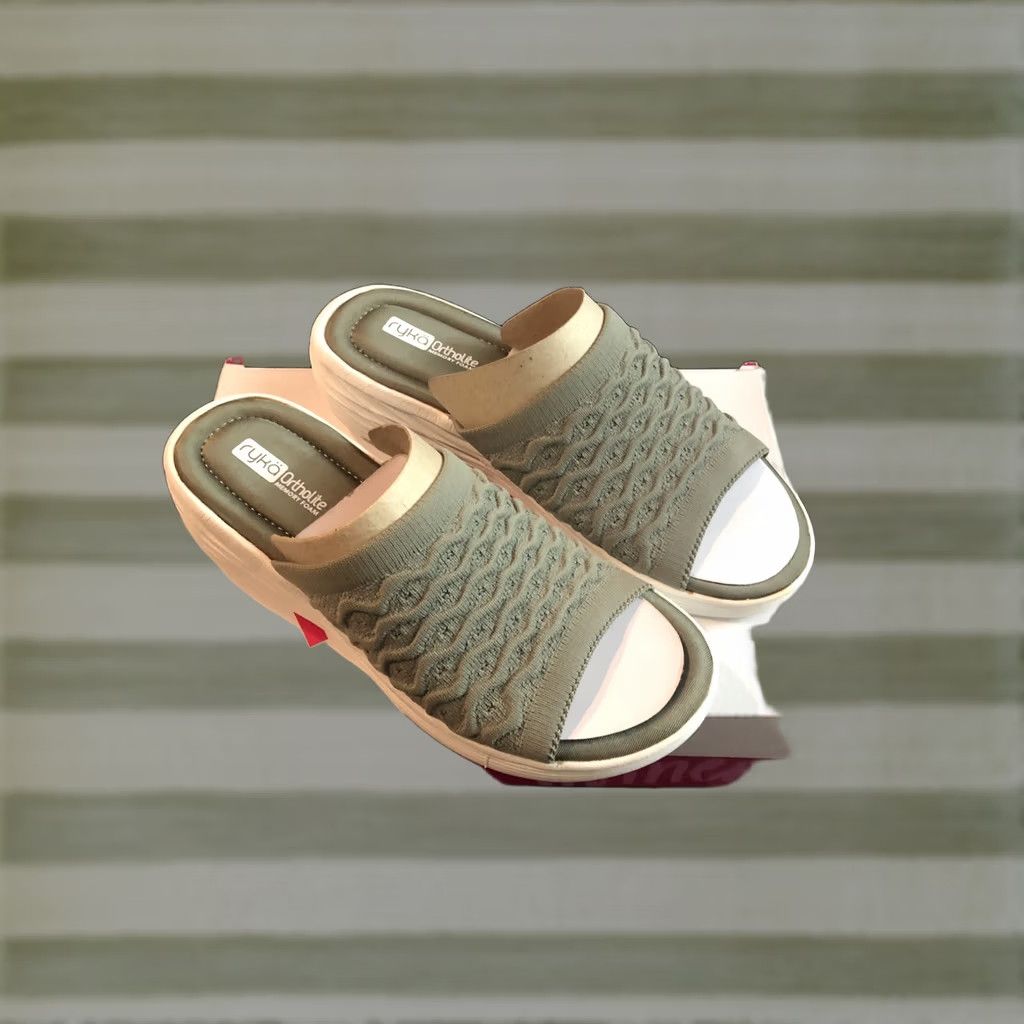 Vintage Ryka Women Stretch Knit Slides Wedges Nanette Green Sz 9M Ortholite Memory Foam Sandal Size US 9 / IT 39 - 1 Thumbnail