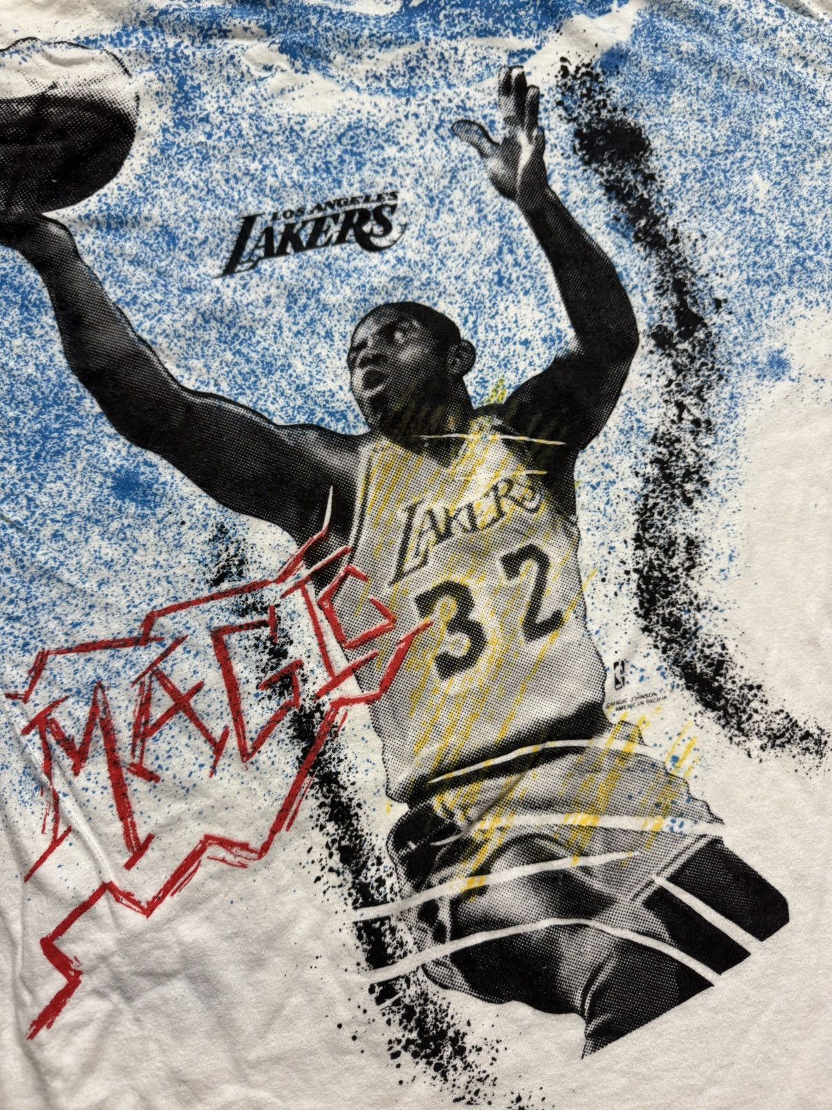 NBA Vintage 90's LA Lakers Magic Johnson T's All Over Print Size US L / EU 52-54 / 3 - 7 Thumbnail