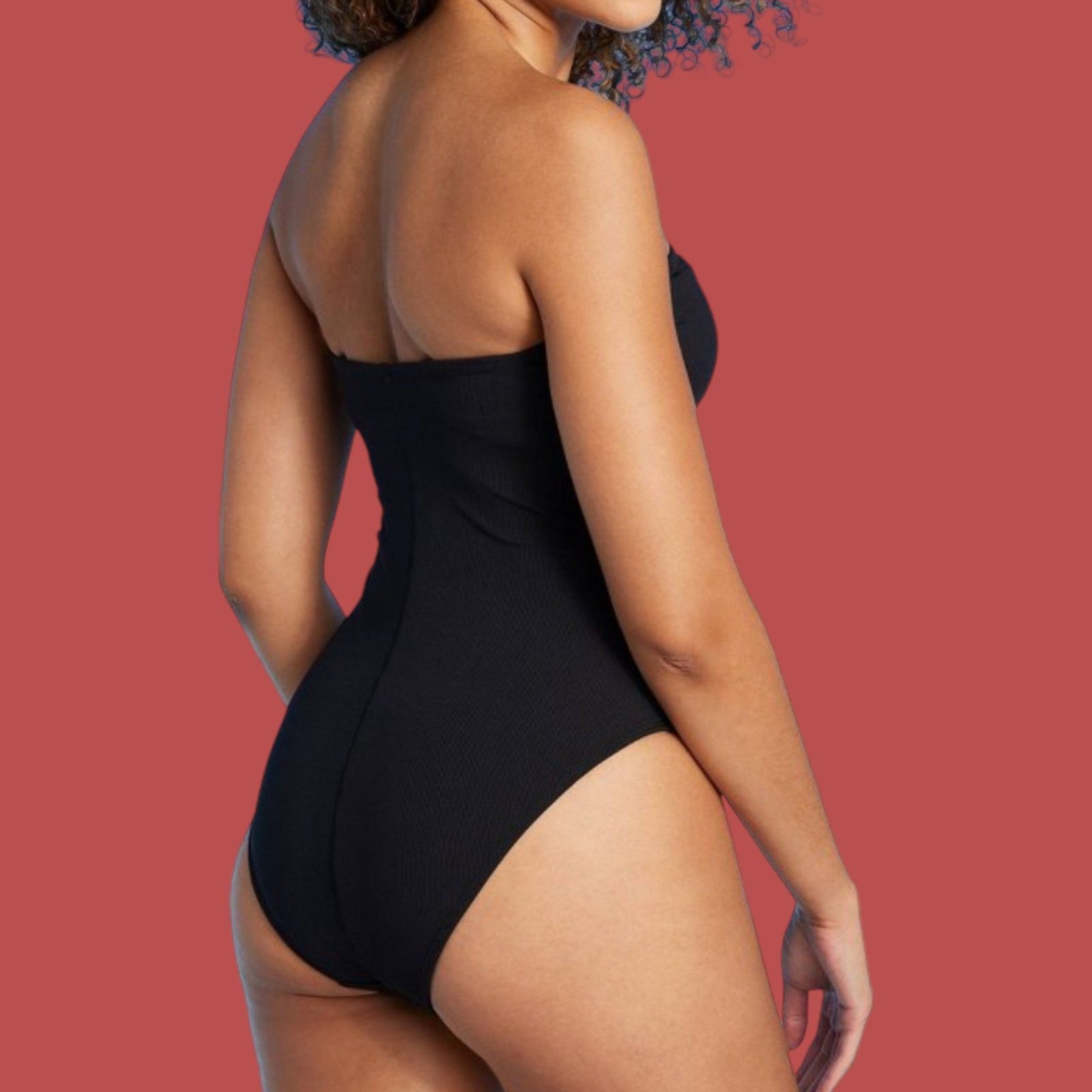 Other Shade & Shore - Women's Shirred Ribbed Bandeau Cheeky One Pi Size ONE SIZE - 2 Thumbnail