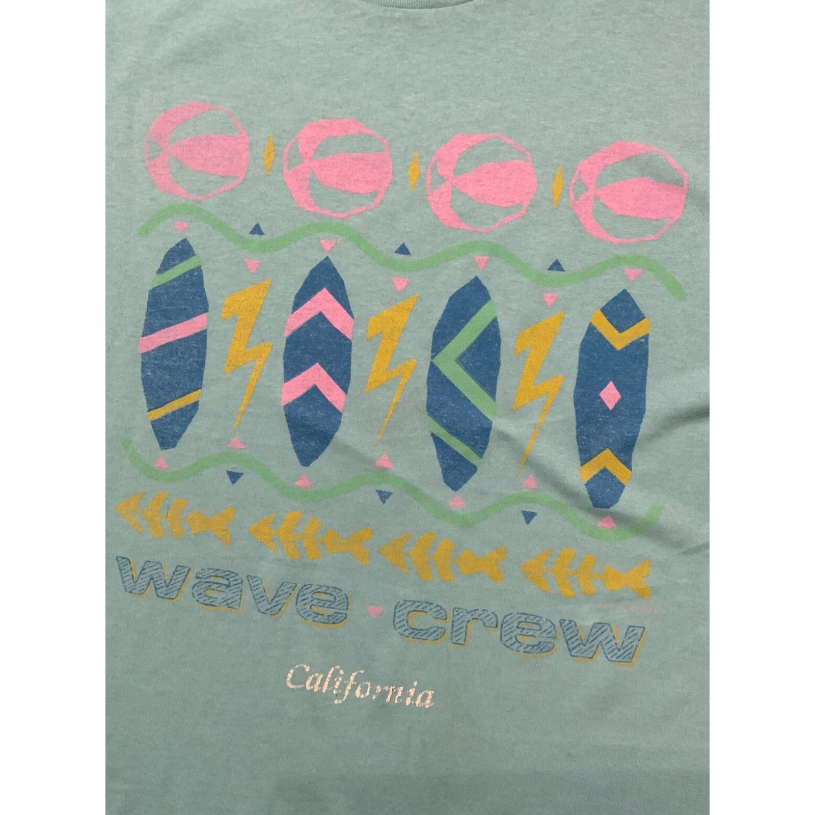 Vintage VINTAGE 80s Tee Jays Wave Crew California 50/50 Single Stitch T-Shirt Sz. L Mens Size US L / EU 52-54 / 3 - 6 Thumbnail