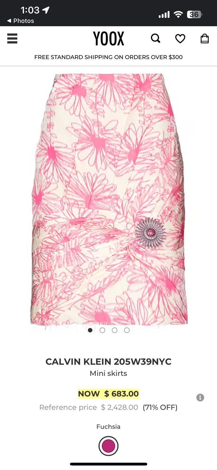 Calvin Klein 205W39NYC Pink/cream floral Calvin Klein 205W39NYC skirt size 6 Size 28" / US 6 / IT 42 - 1 Thumbnail