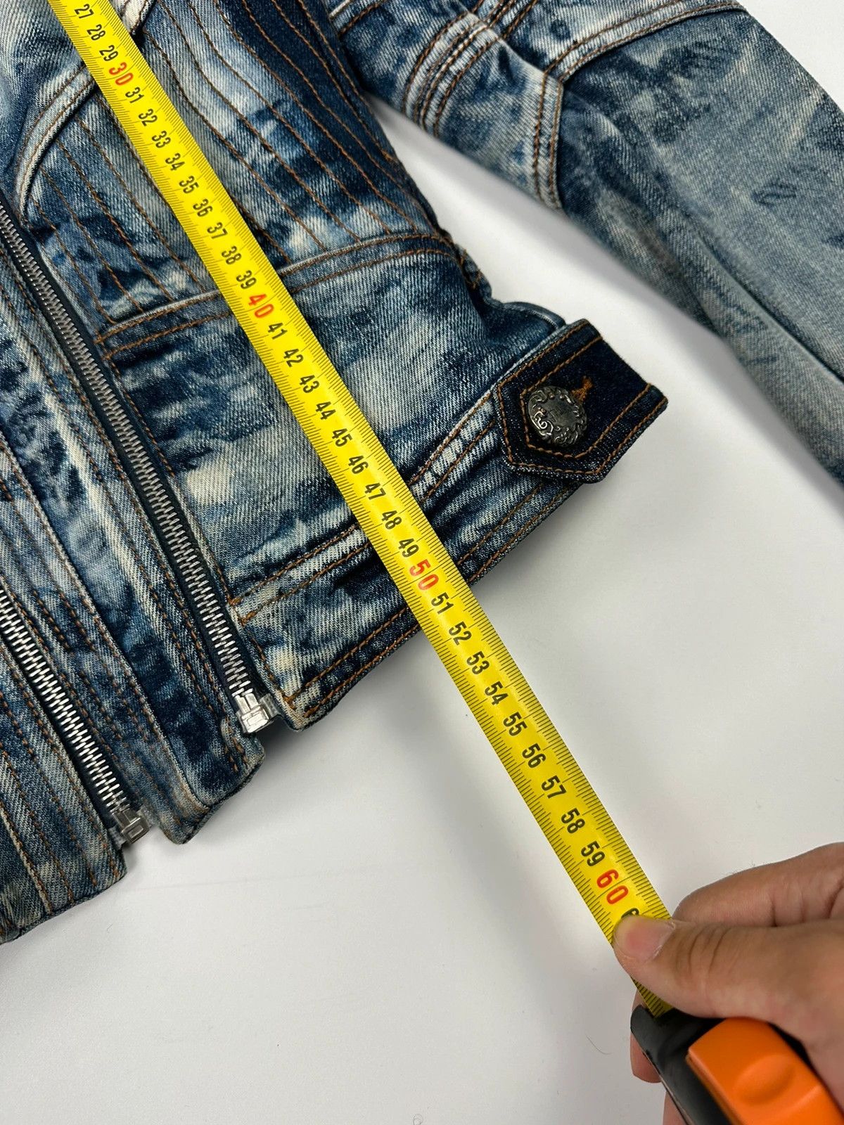Just Cavalli Just Cavalli 00’s Sky Blue Print Multi Zip Denim Jacket Size S / US 4 / IT 40 - 18 Thumbnail