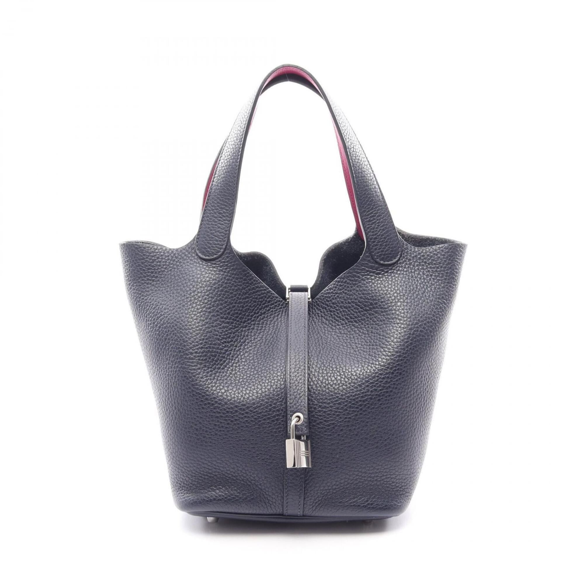 Hermes Hermes Picotin Lock MM Handbag, Leather, Taurillon Clemence Women's, Navy, Pink, Rose Purple Size ONE SIZE - 1 Thumbnail