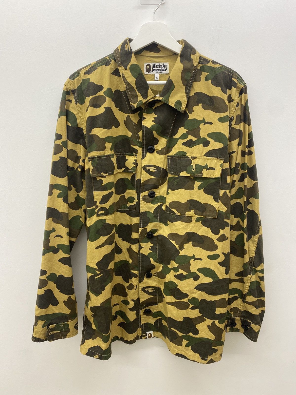 image of Bape 1St Camo Military Shirt in Yellow, Men's (Size XL)