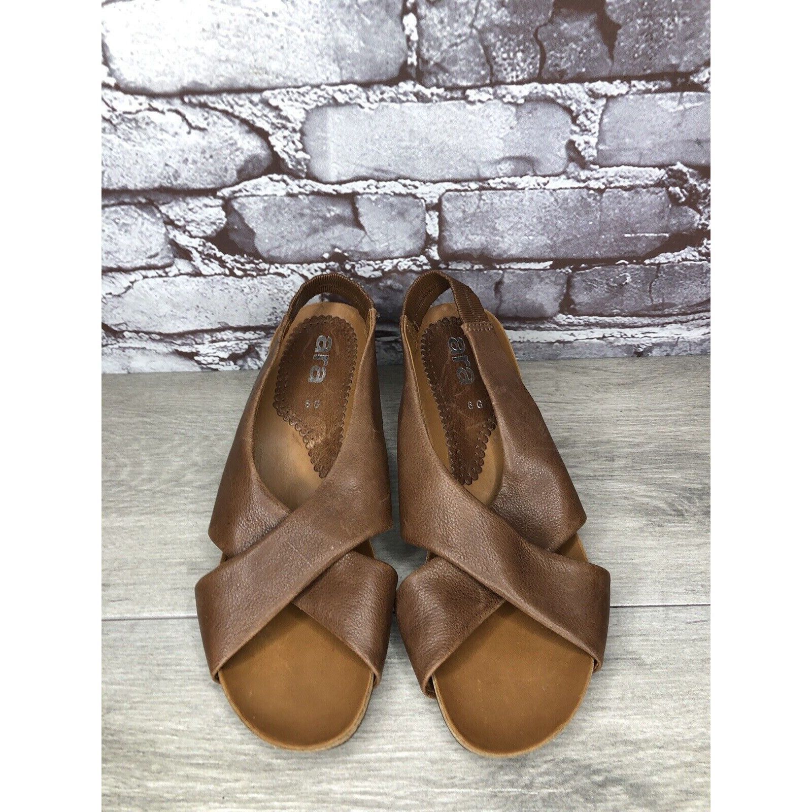 Other Ara Brown Leather Cross Strap Wooden Stacked Heel Sandals Wo Size US 8 / IT 38 - 17 Thumbnail