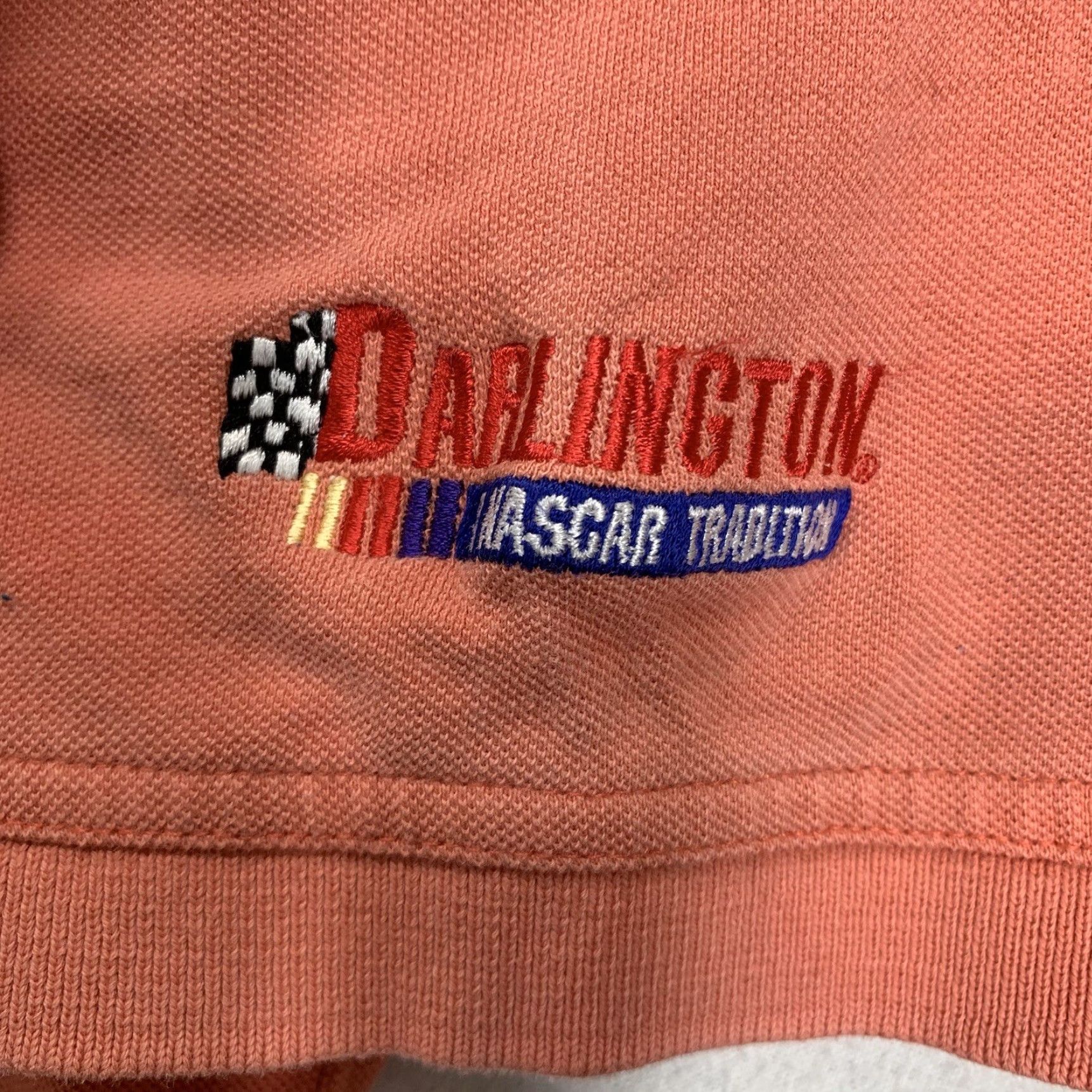 NASCAR VINTAGE Darlington Raceway NASCAR Polo Shirt Men Large Cotton Short Sleeve Coral 2004 Golf Size US L / EU 52-54 / 3 - 3 Thumbnail