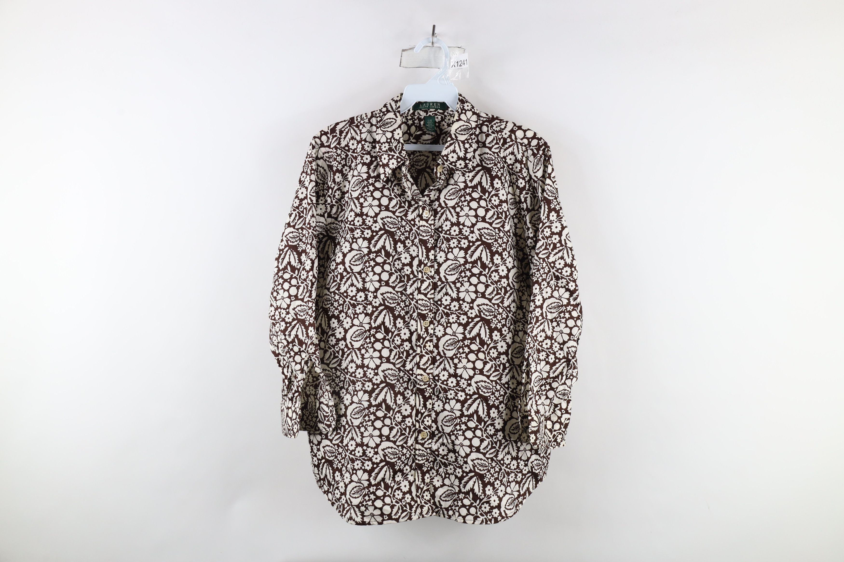 90s Floral All Over Print selling Button Shirt