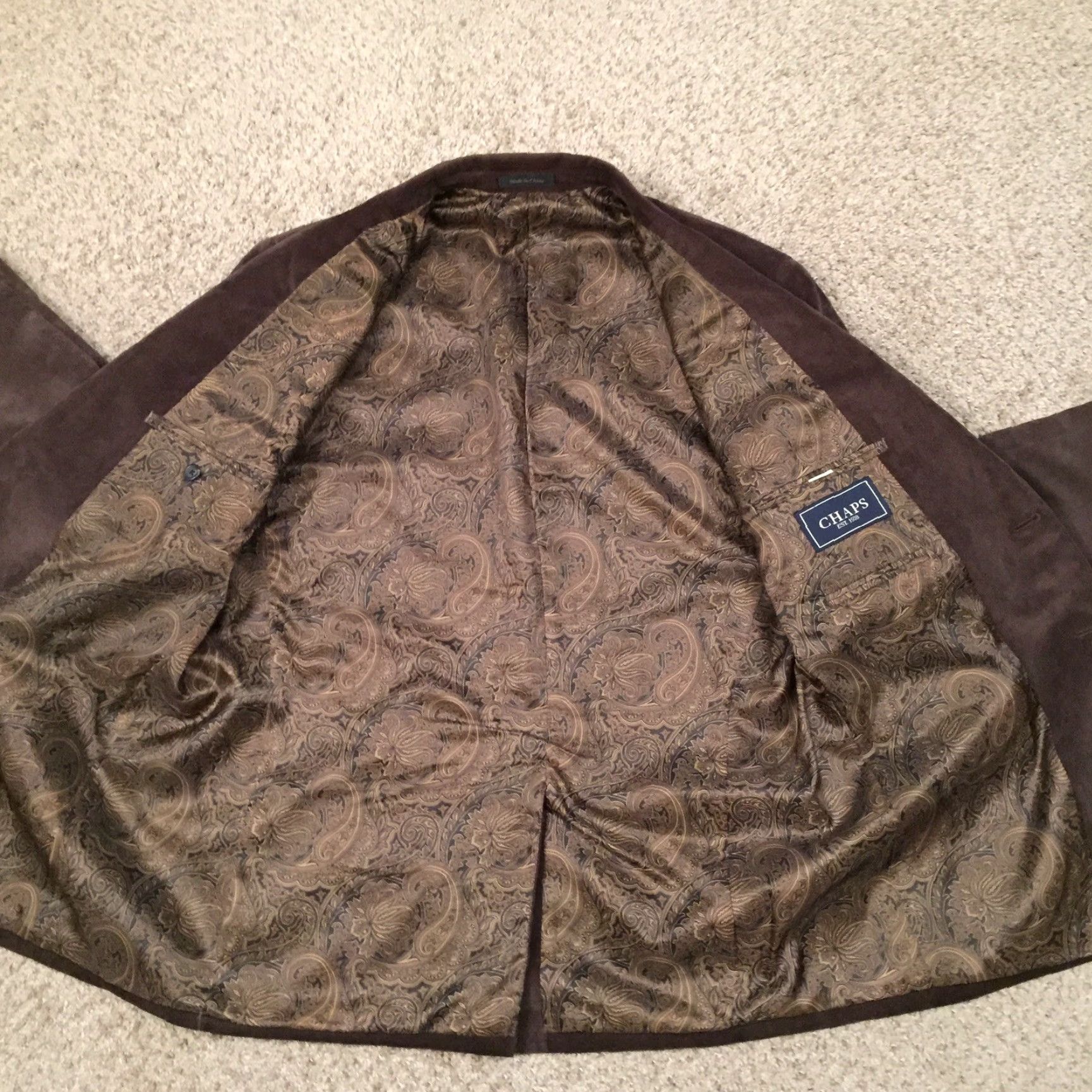 Chaps Chaps Blazer Mens 44 Regular Brown Corduroy Two Button Single Vent Jacket Coat Mens Apparel Size 44R - 6 Thumbnail