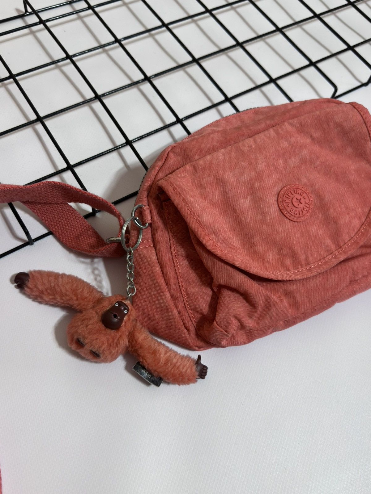 Japanese Brand Kipling Stelma Nylon Crossbody Bag with Monkey Charm - Coral Size ONE SIZE - 2 Thumbnail