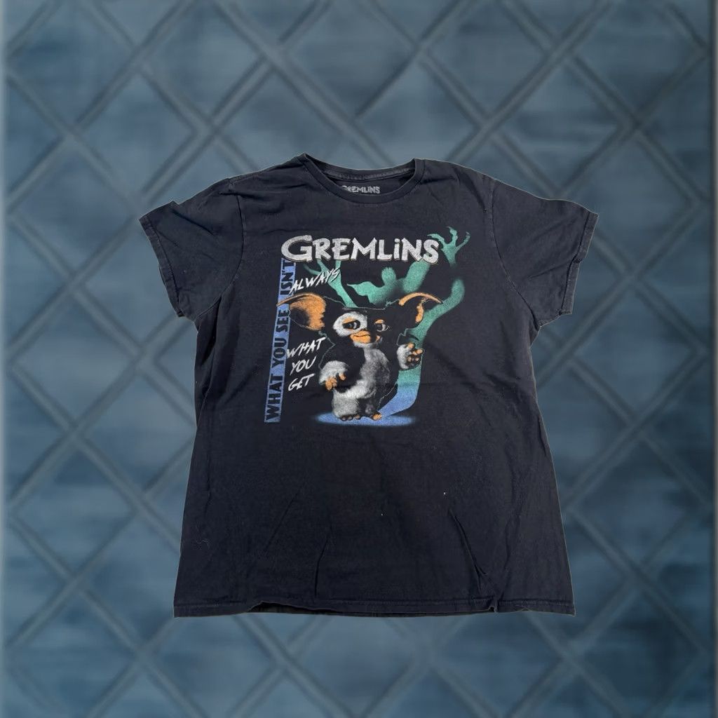 Vintage Gremlins Movie Graphic Print Crew Neck T-Shirt Black | Size L | Men’s Regular Fit Size US L / EU 52-54 / 3 - 1 Thumbnail