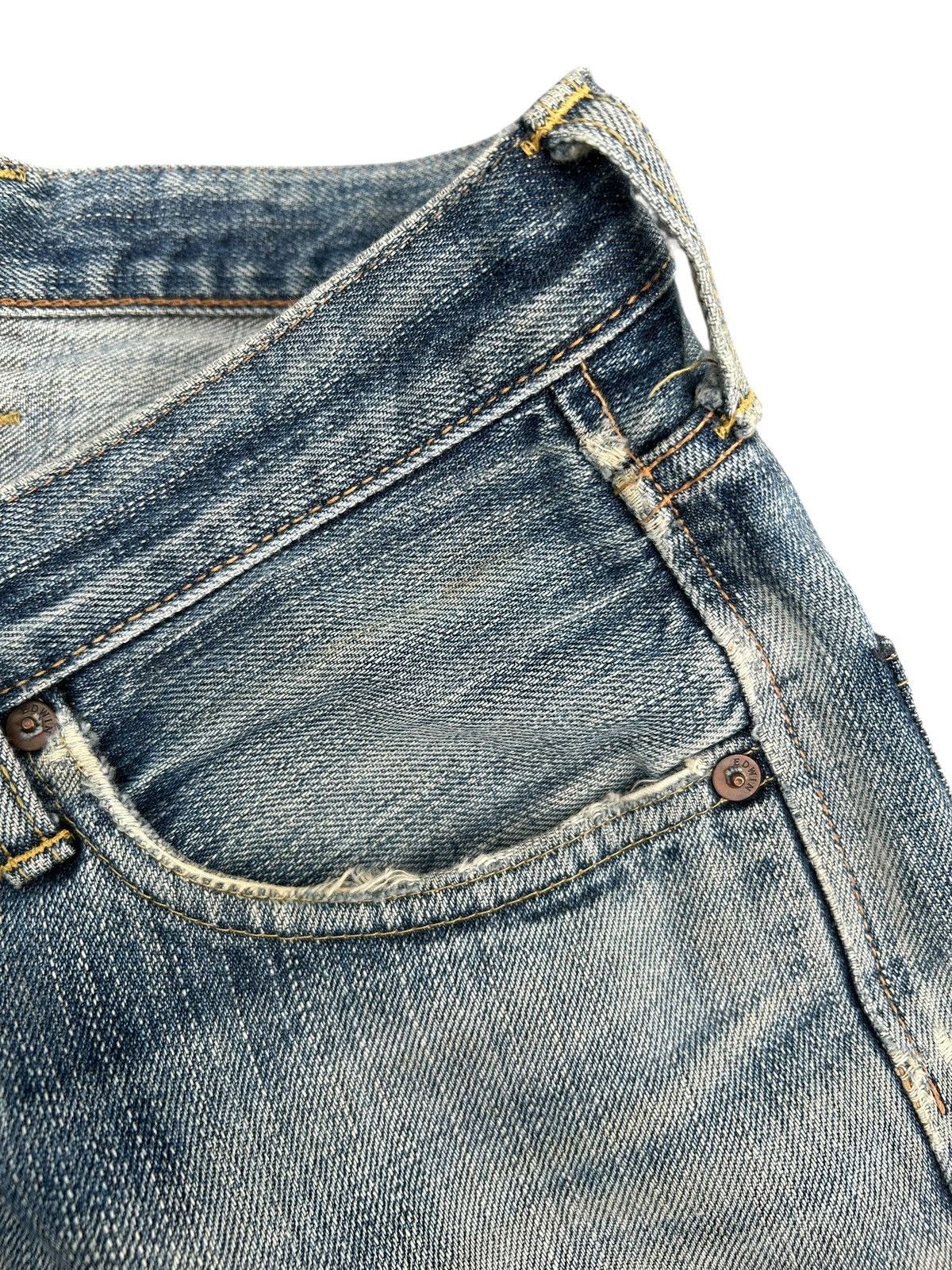 Kapital Thrashed Vintage Edwin 505ZX Selvedge Dirty Denim Jeans Size US 32 / EU 48 - 8 Thumbnail
