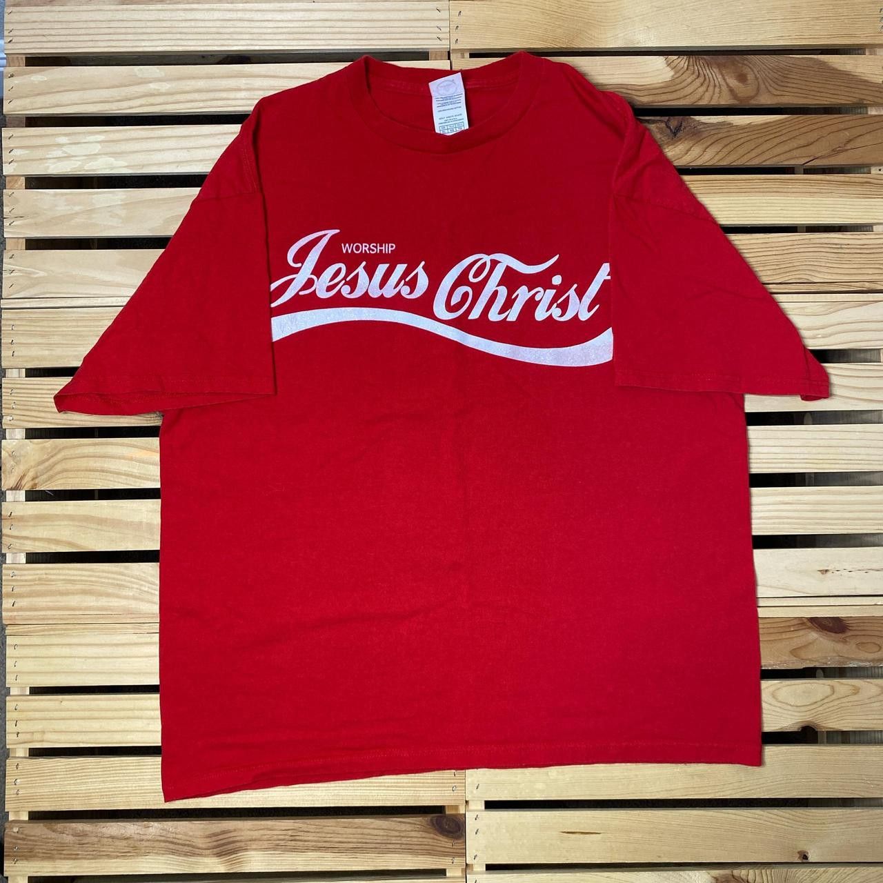 Delta Vintage Jesus Christ Coca Cola-Style Red Jesus Tee Size XL Size US XL / EU 56 / 4 - 1 Thumbnail
