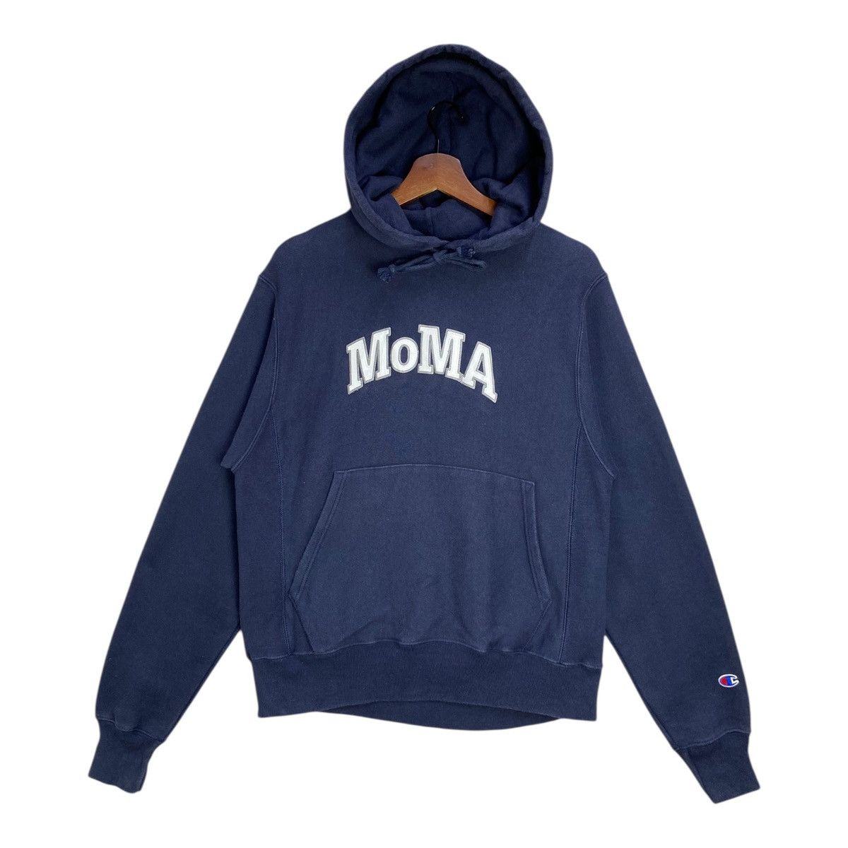 Champion Reverse Weave MoMA Hoodie Navy Blue Small